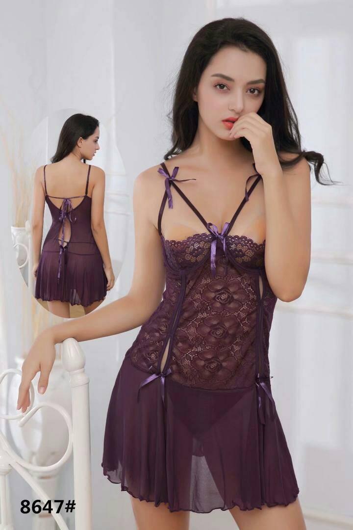 Split Embroidered Short Lingerie