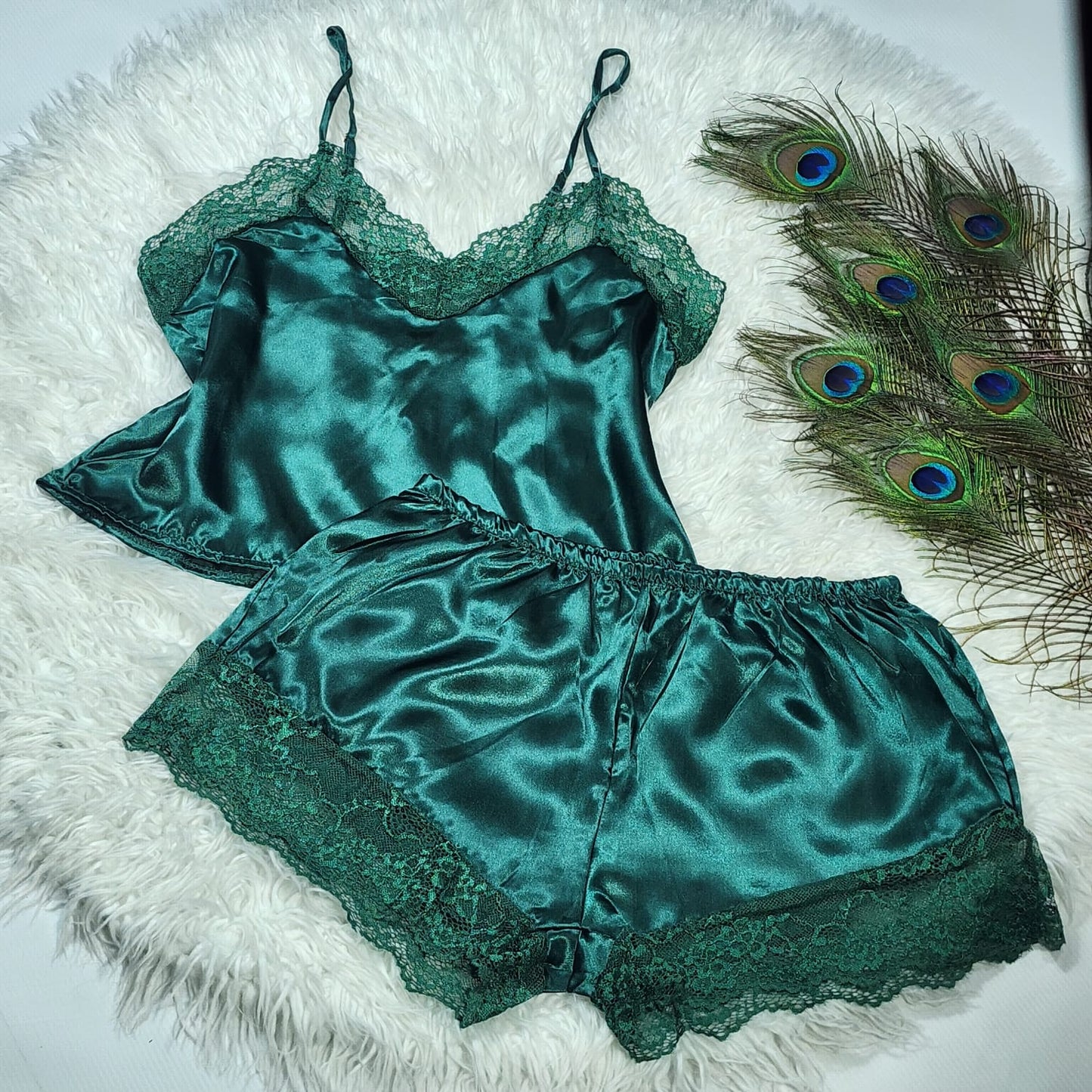 Faux Silk Top and Short Cami Set