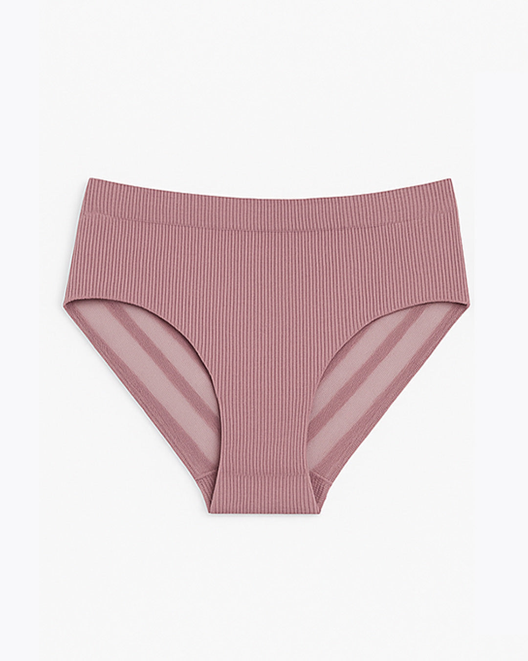 Pink ribbed underwear on a white background