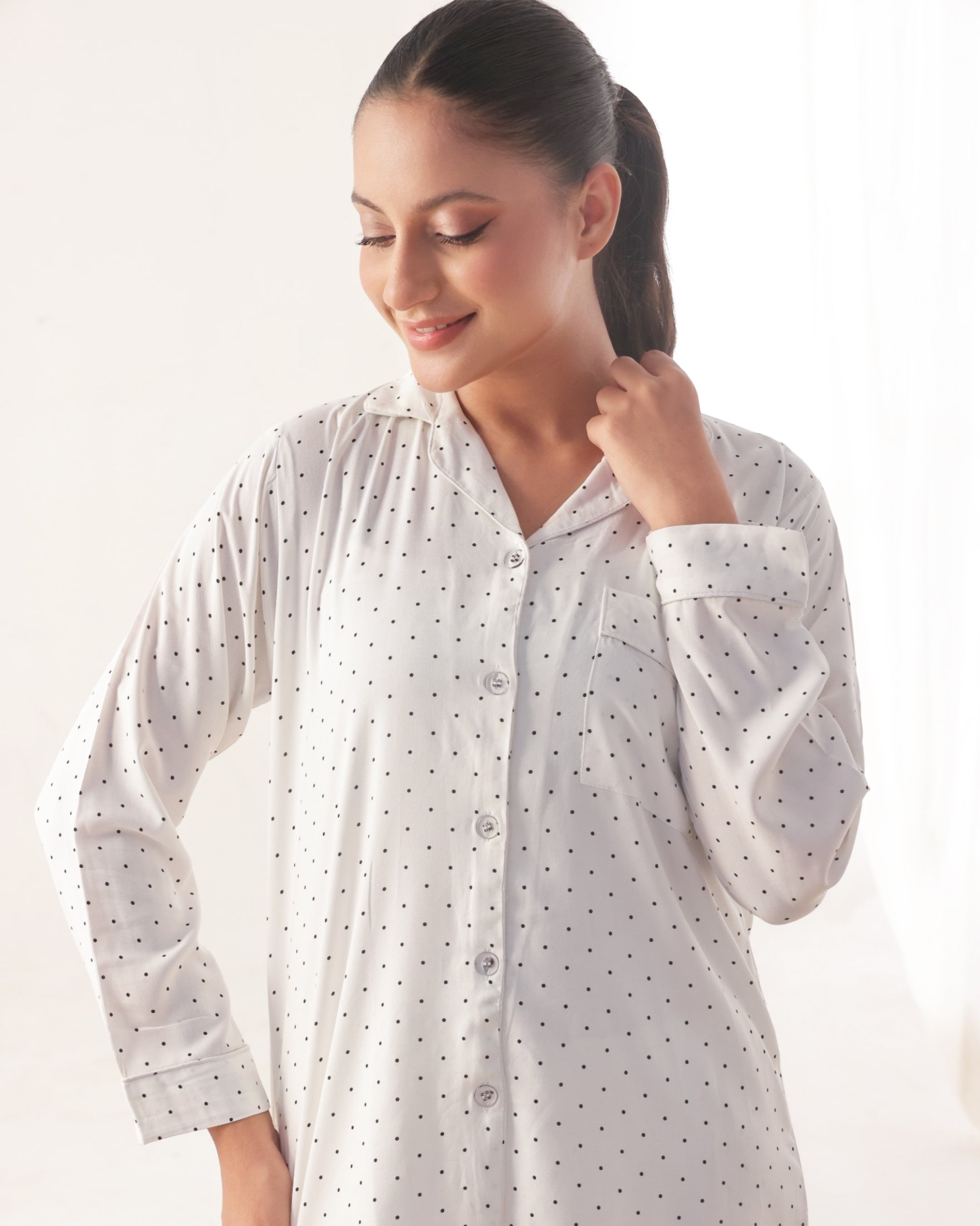 Linen Pajama Suit - SoftDot Sheer