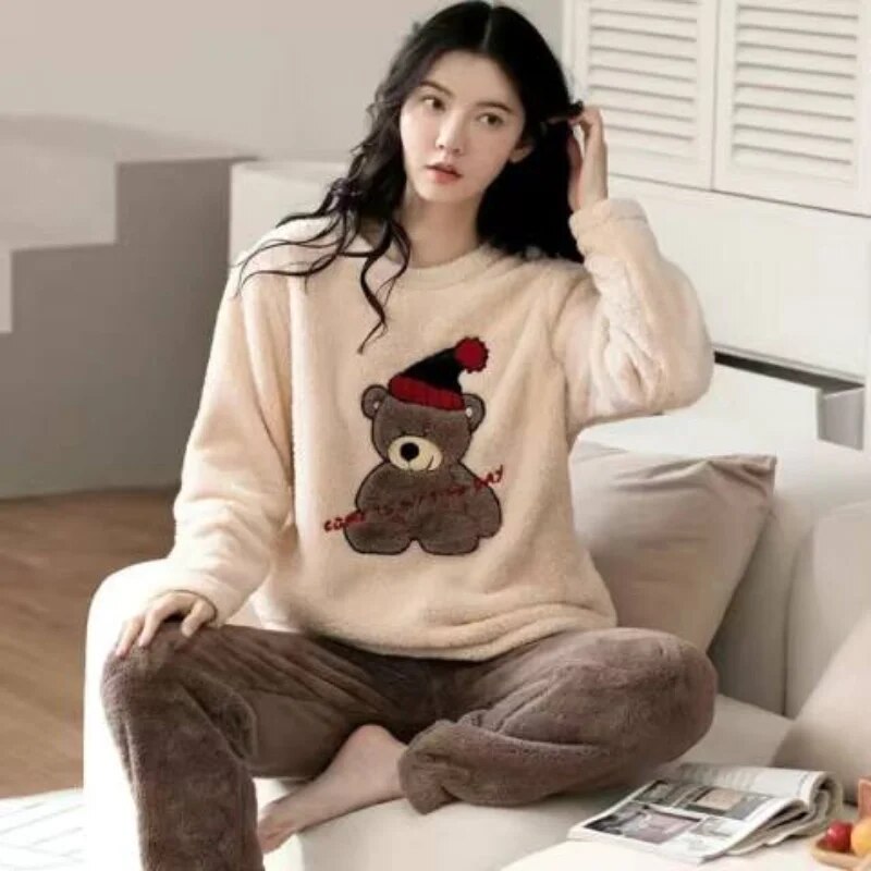 Fleece Long Sleeve Pajama Suit Snow Teddy