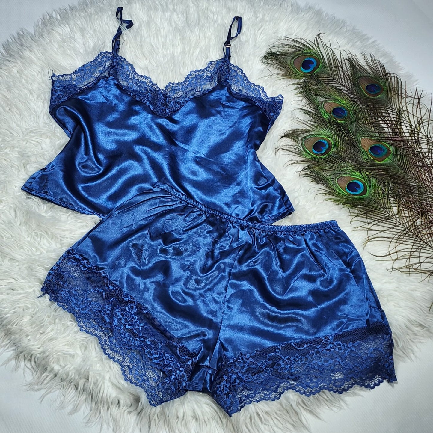 Faux Silk Top and Short Cami Set