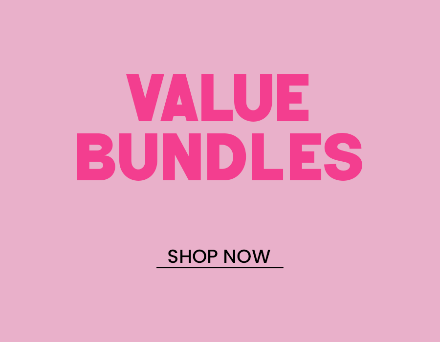 Pink background with 'VALUE BUNDLES SHOP NOW' text