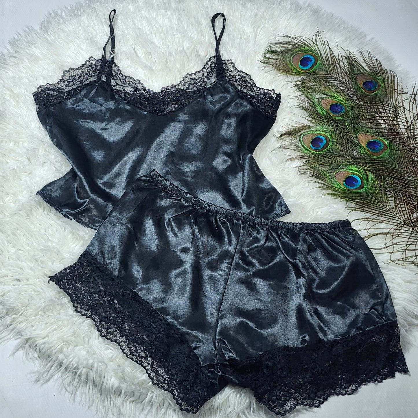 Faux Silk Top and Short Cami Set