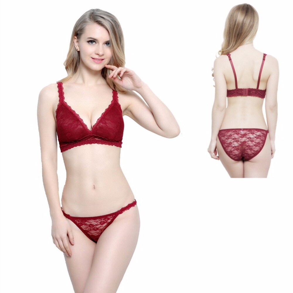 Carol- Triangle Lace Soft Thin Bra & Pantie Maroon