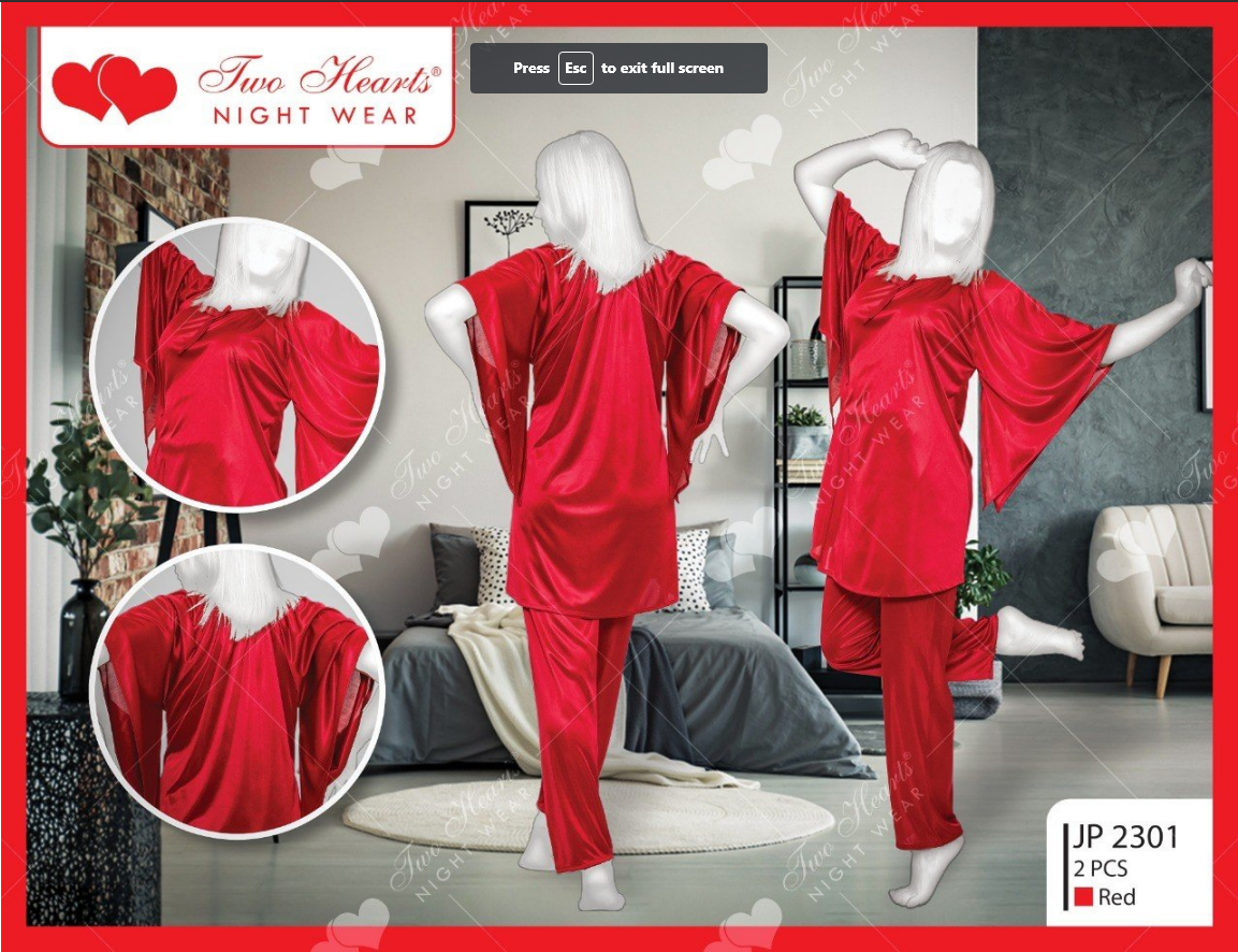 Red Night Wear 2 Pieces Ladies Silk Nightgown at Rs 320/set in