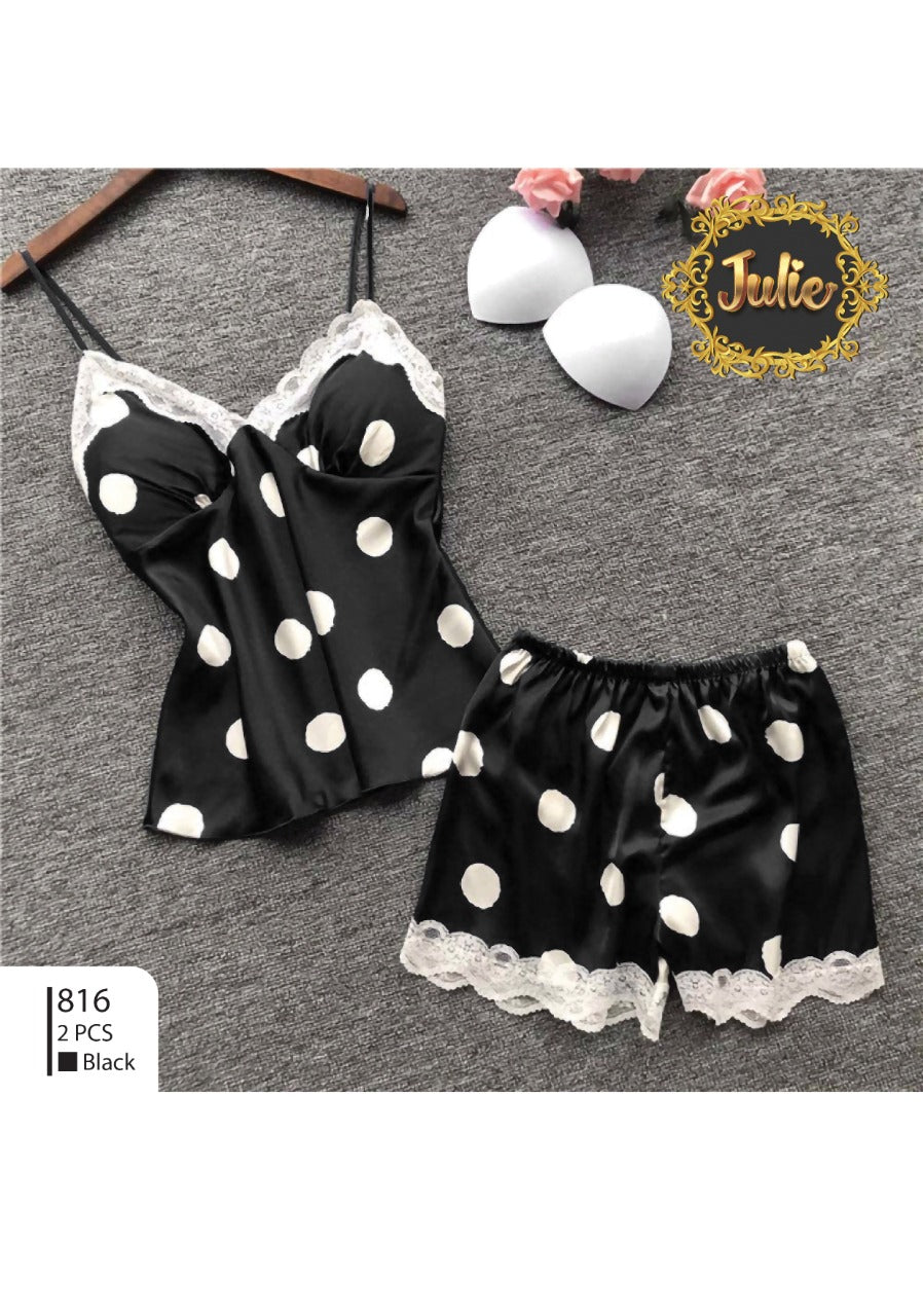 Sajiero Polka Dot - 2pc Silk Inner & Shorts Cami Set