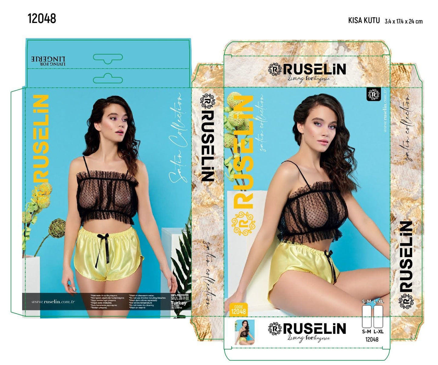 Ruselin Transparent Cami Set Black