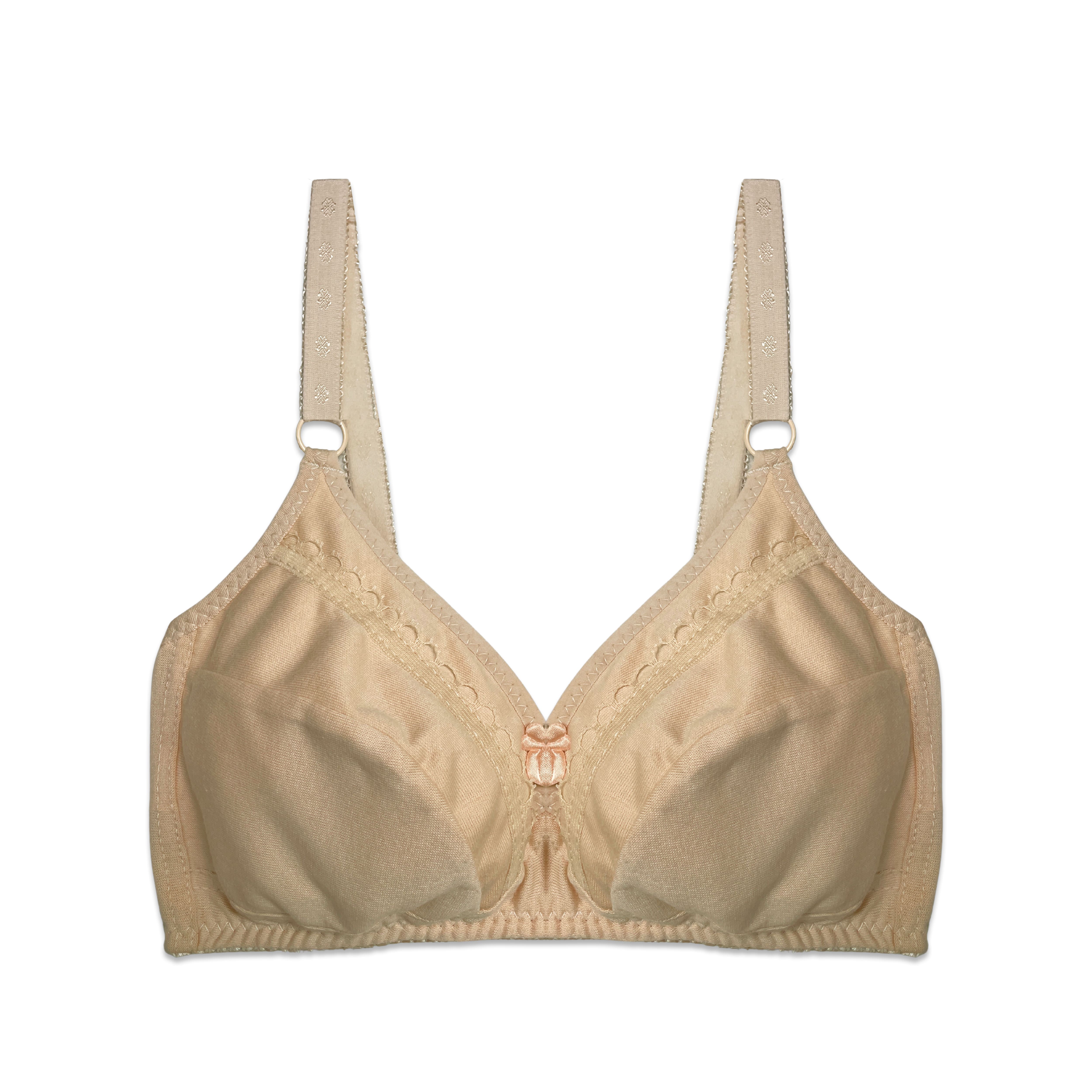 Beige bra on a white background
