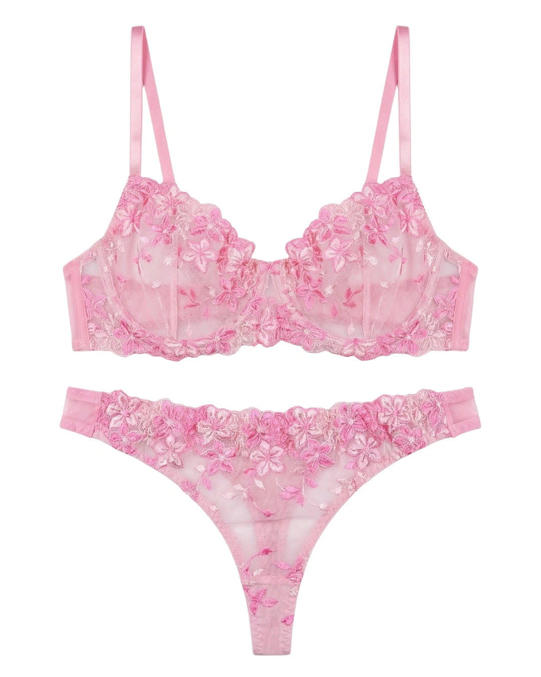 Non Padded Bra Set - Grace Petal - Pink