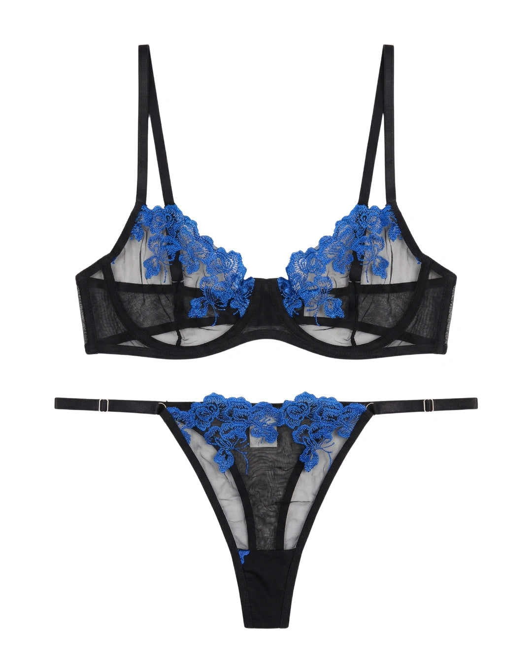 Non Padded Bra Set - Midnight Sapphire - Black