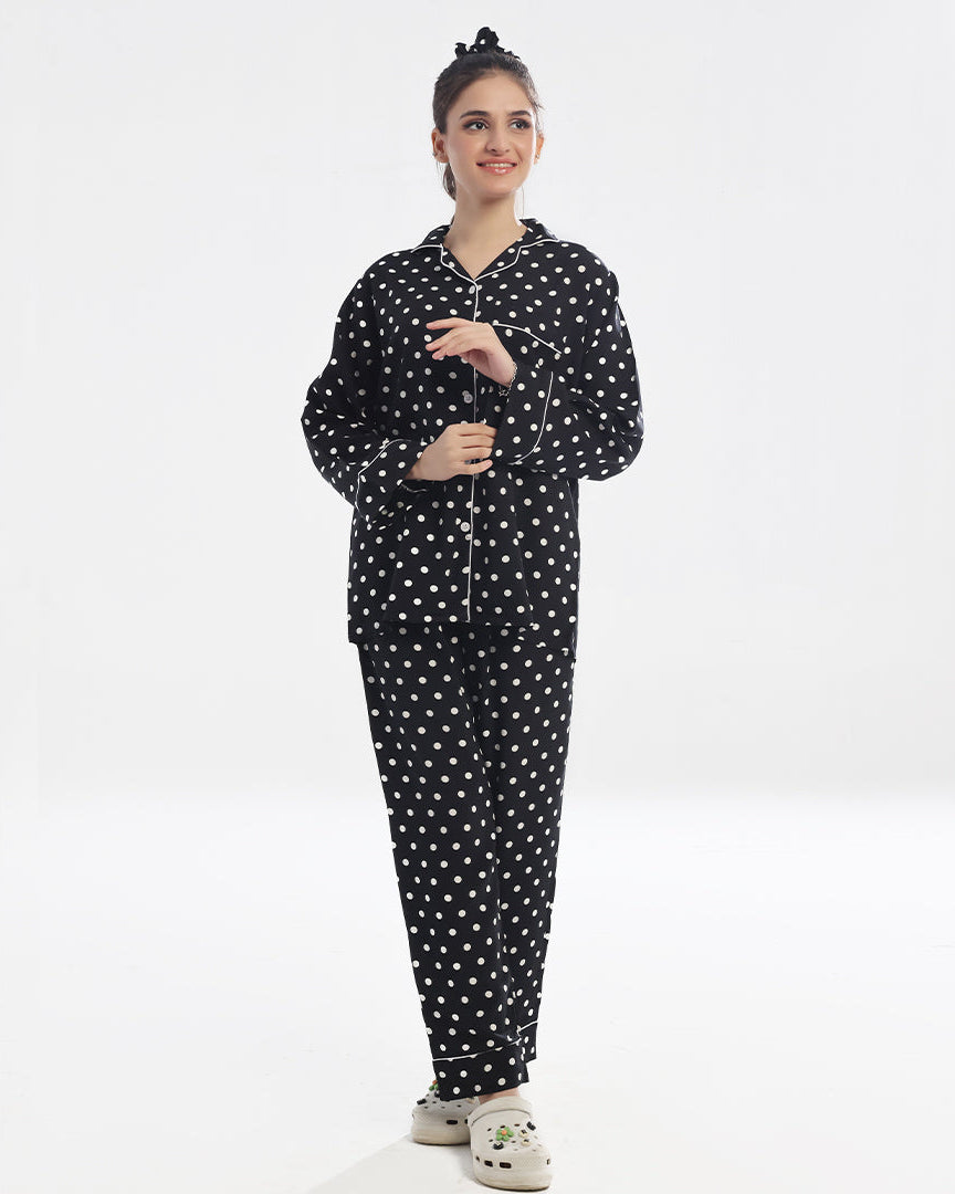 Linen Pajama Suit - Dot Dream