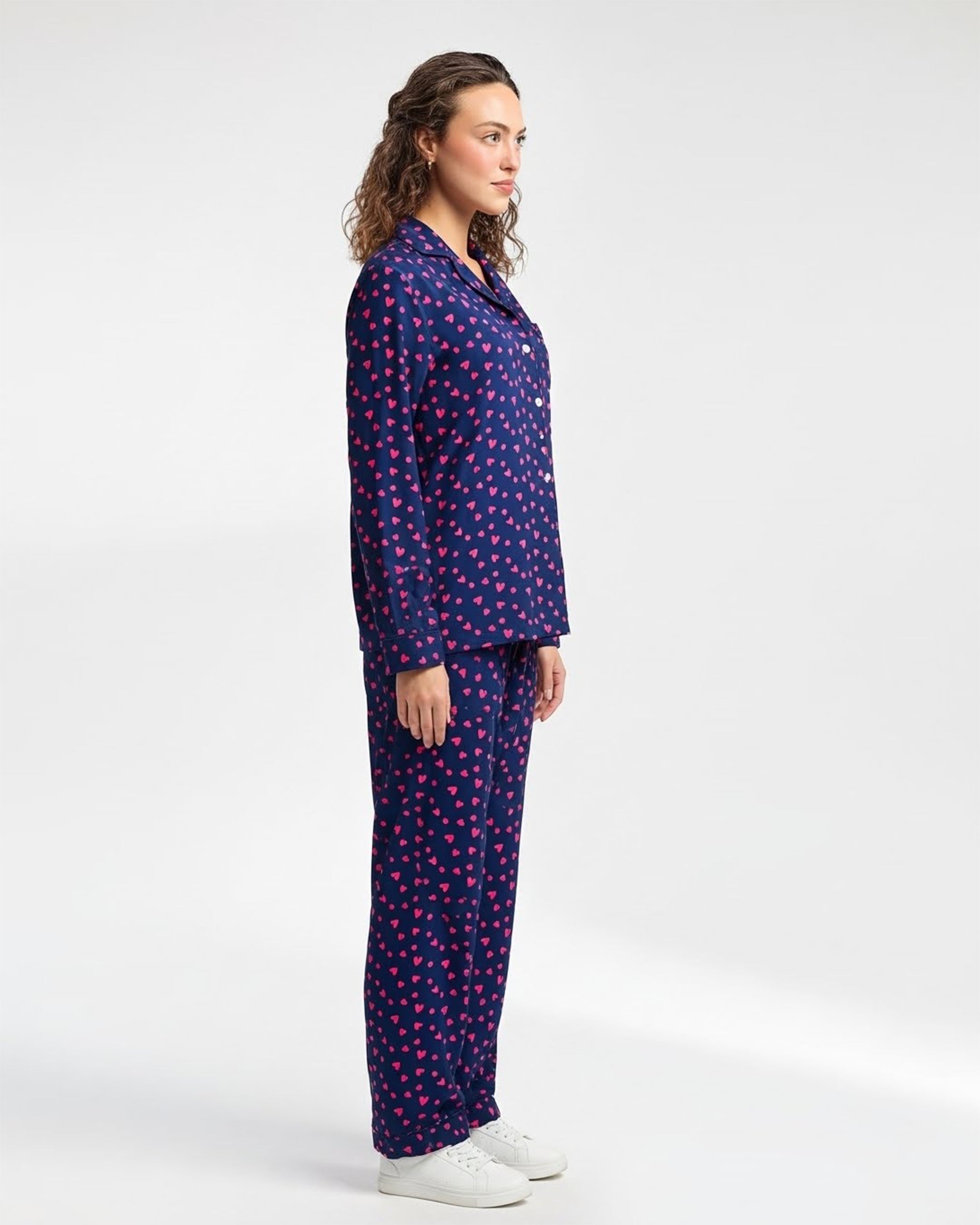 Linen Pajama Suit - Heart Wave