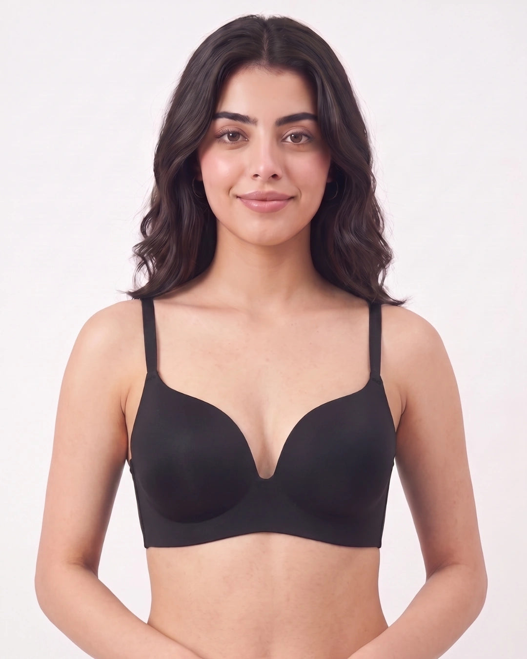 Seamless Non Wired Pushup T-Shirt Bra - Lisa - Black