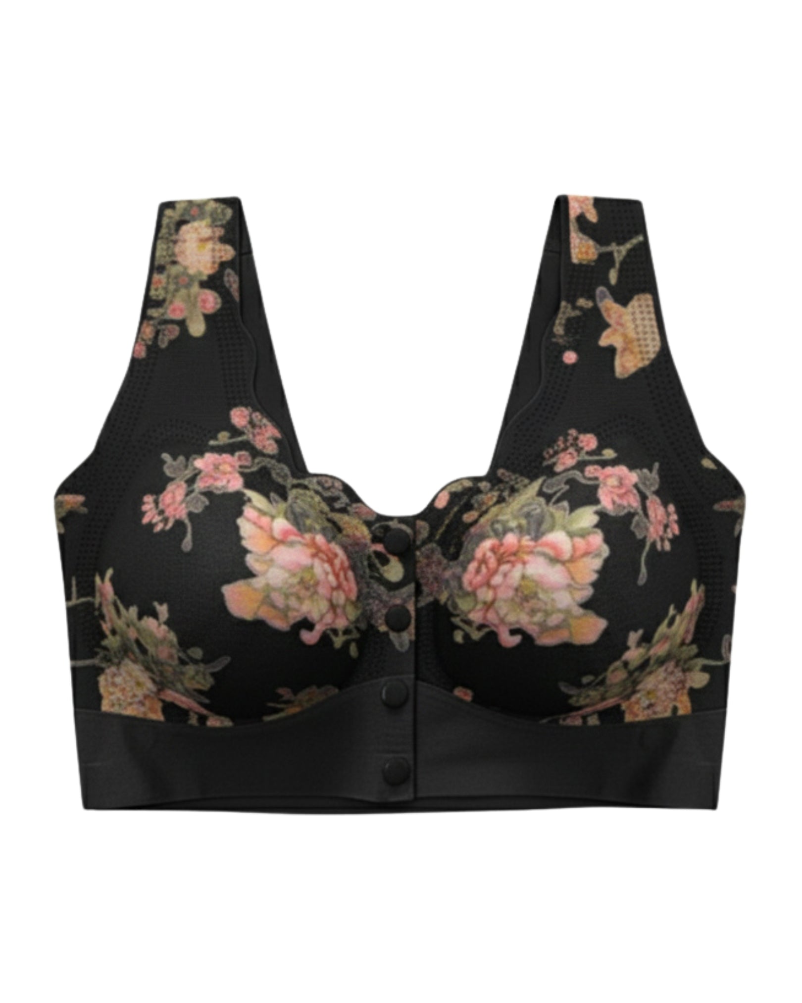 Wireless Front-Closure Padded Bra - Florvya Black