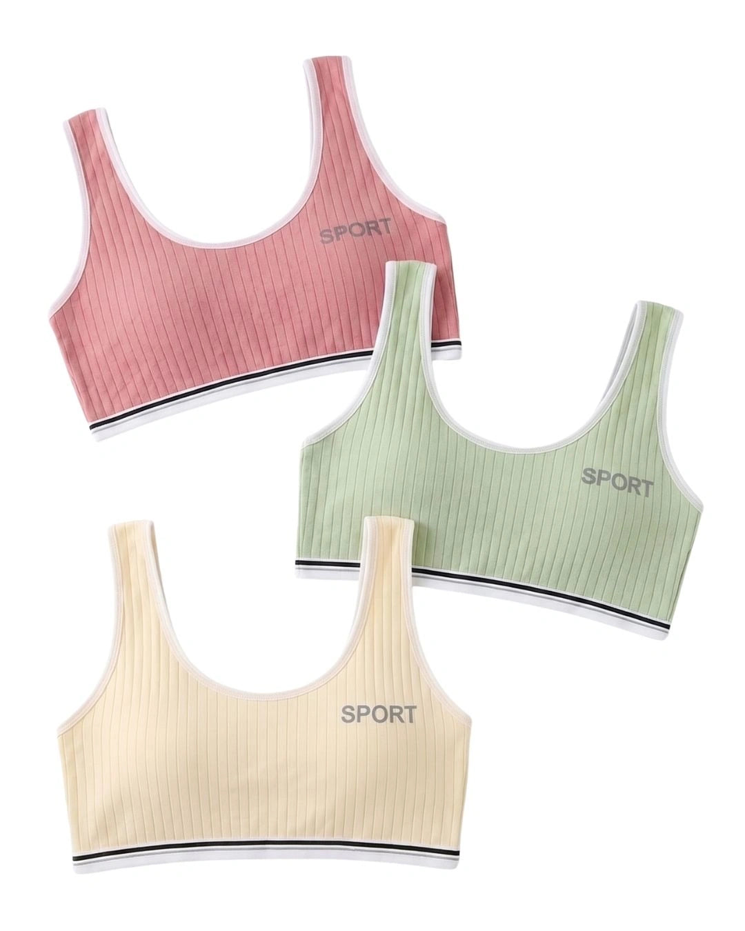 Pack Of 3 Teenage Bra - Stripesport