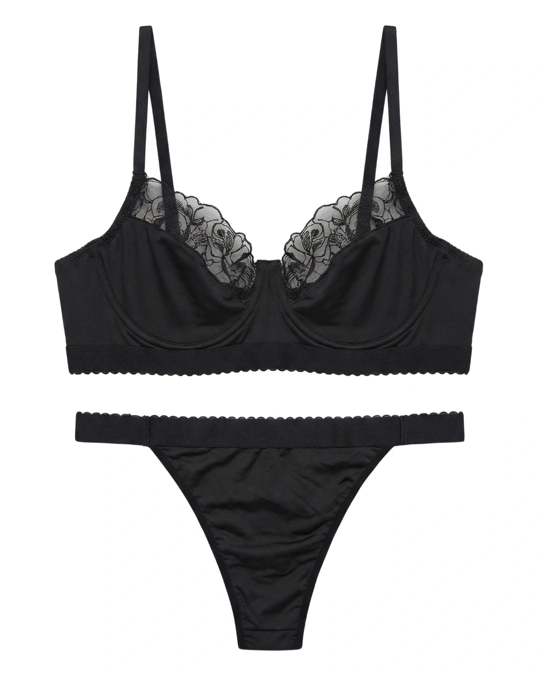 Non Padded Underwired Bra Set - Lace Trim