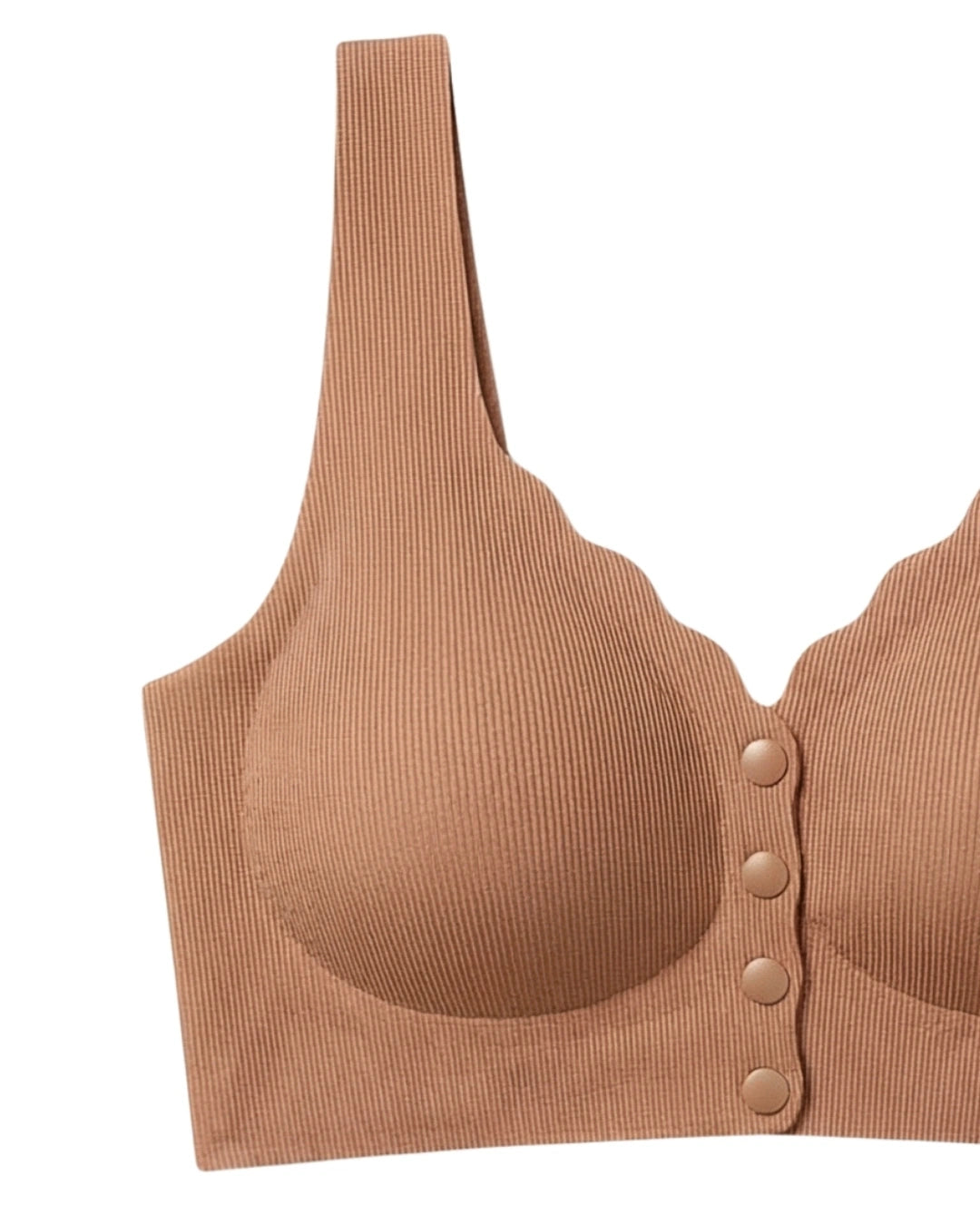 Seamless Front-Button Bra - Roselle Ribbed - Dark Skin