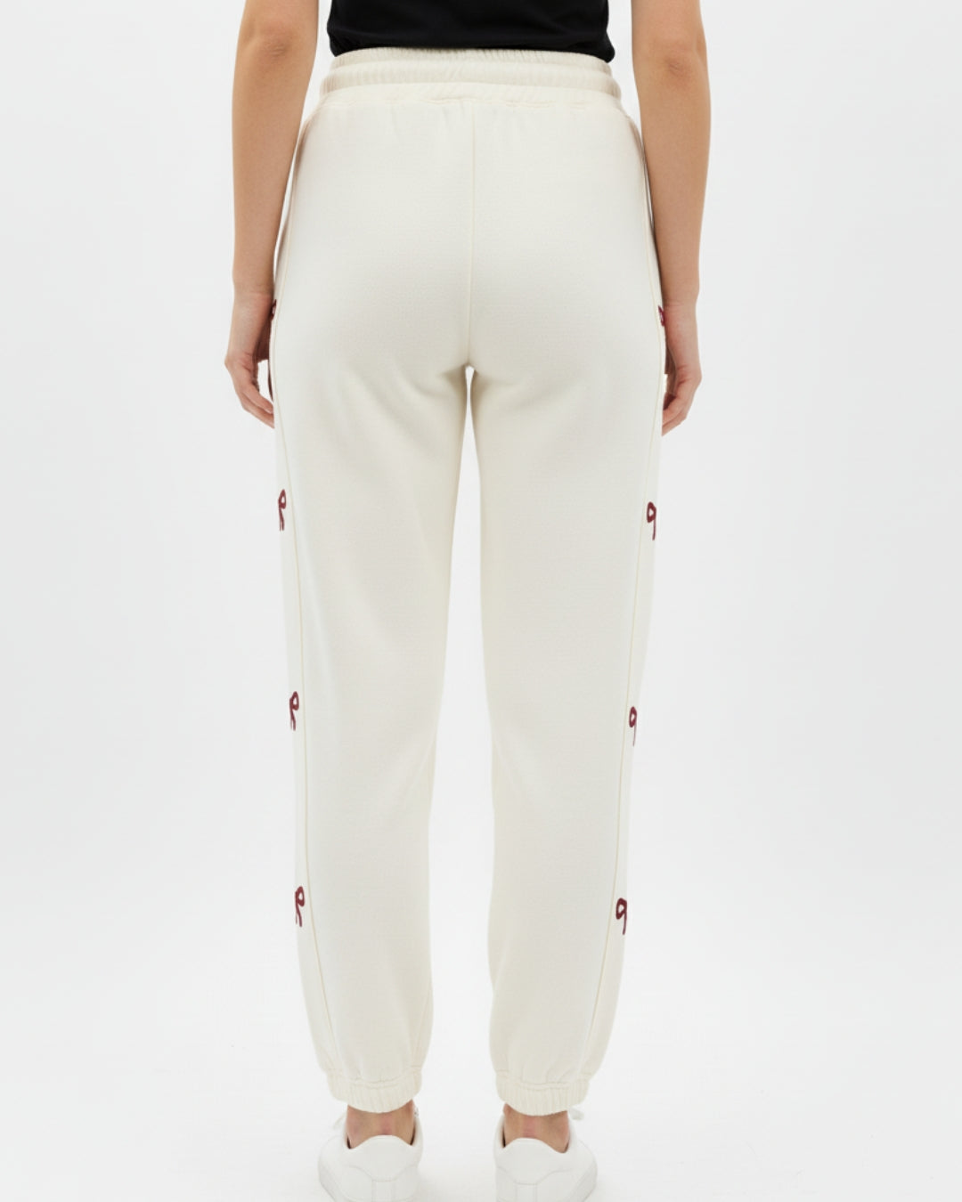 Fleece Trouser – Bow Print - Off White