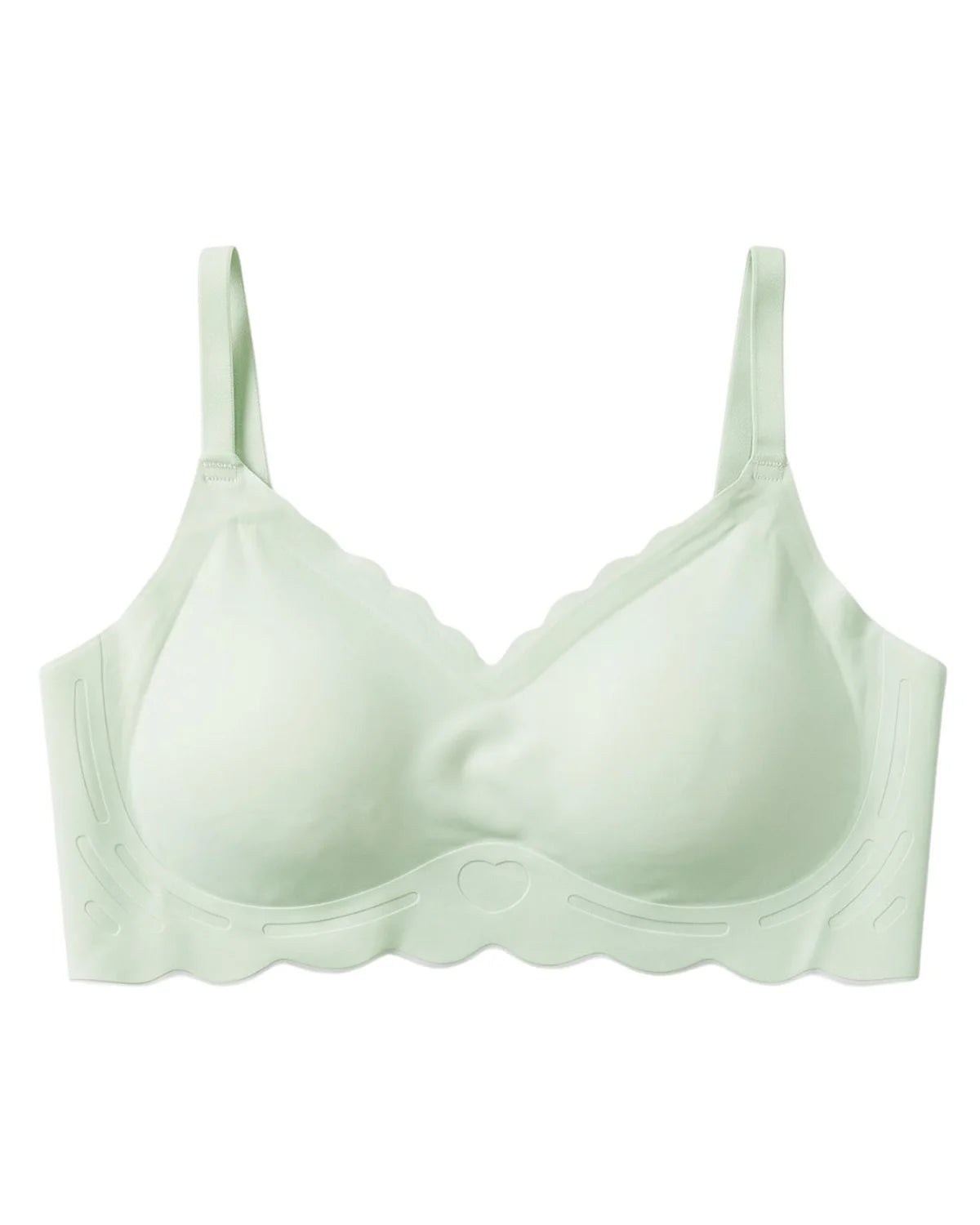 Seamless Padded Bra - Scallop Heart - Green