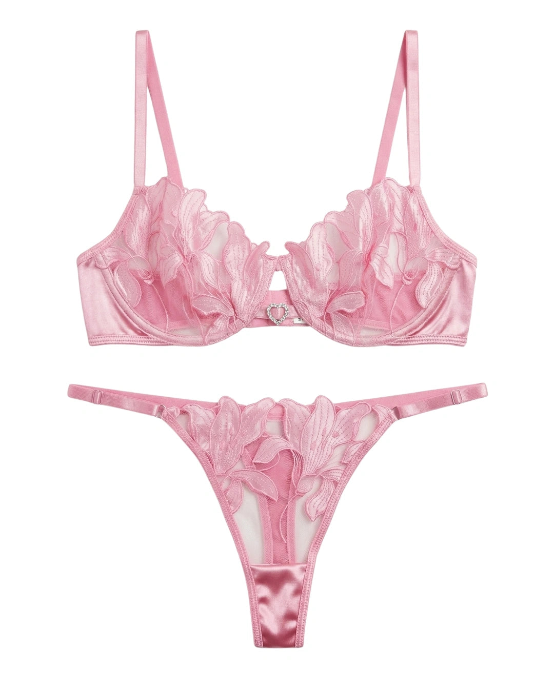 Non Padded Bra Set - Roselle Bloom - Pink