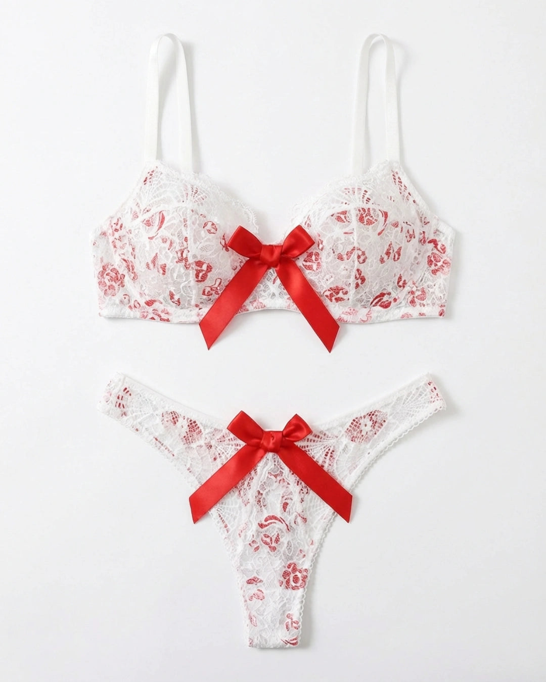 Non-Padded Bra Set -  Ribbon Lace