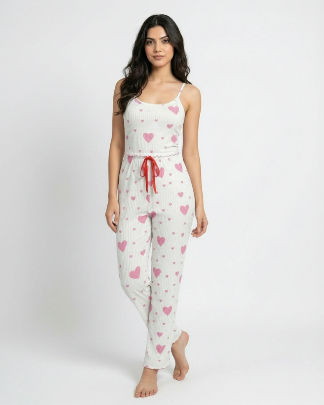 Cotton PJ Set - Heart Frill - Pink