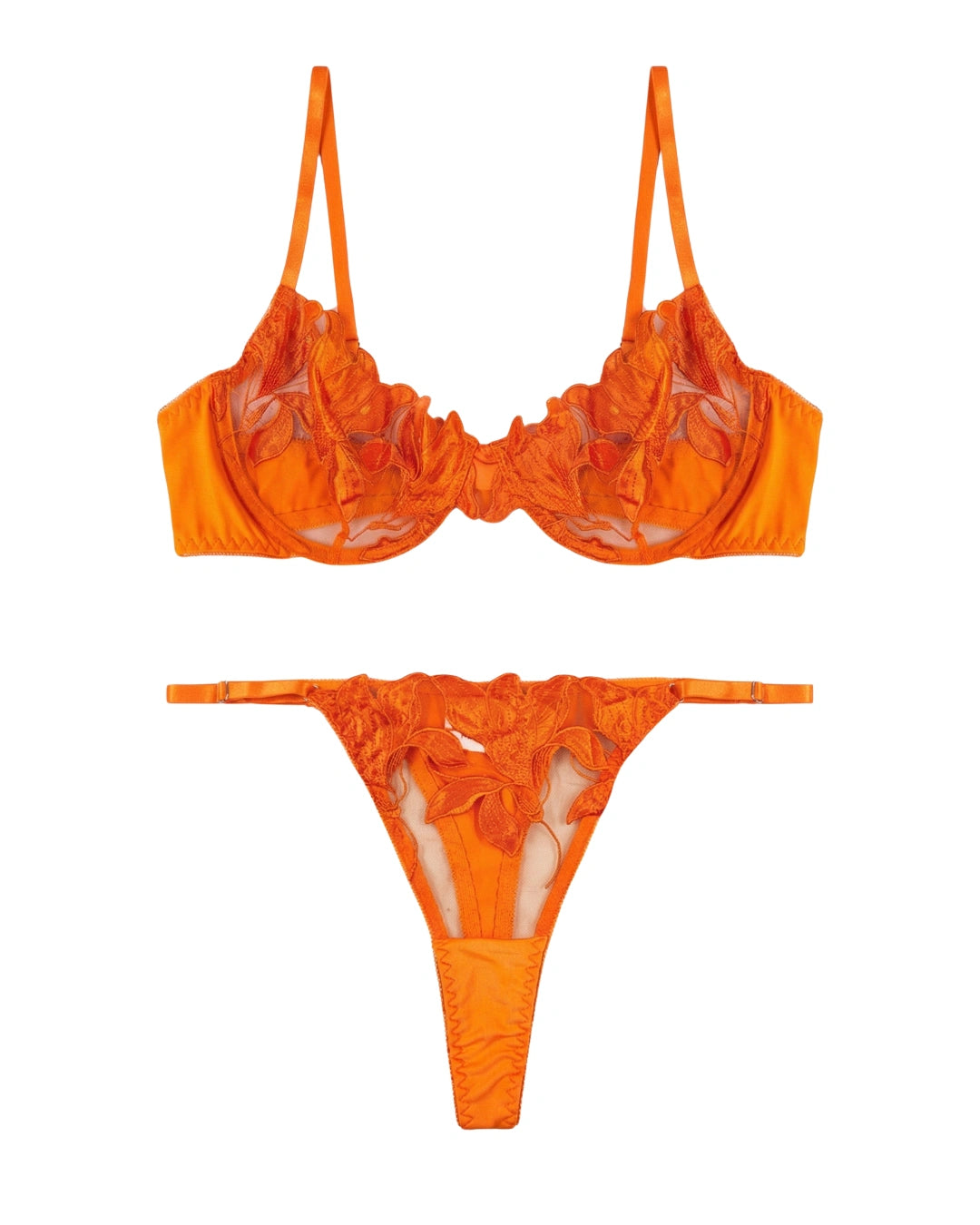 Non Padded Bra Set - Petal Luxe - Orange