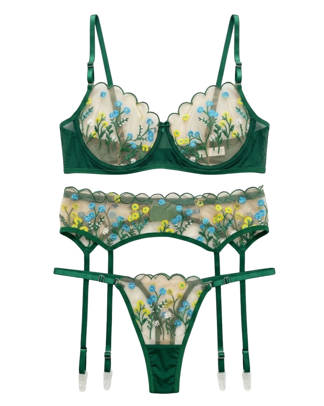 Non Padded Bra Set - Elvoria - Green