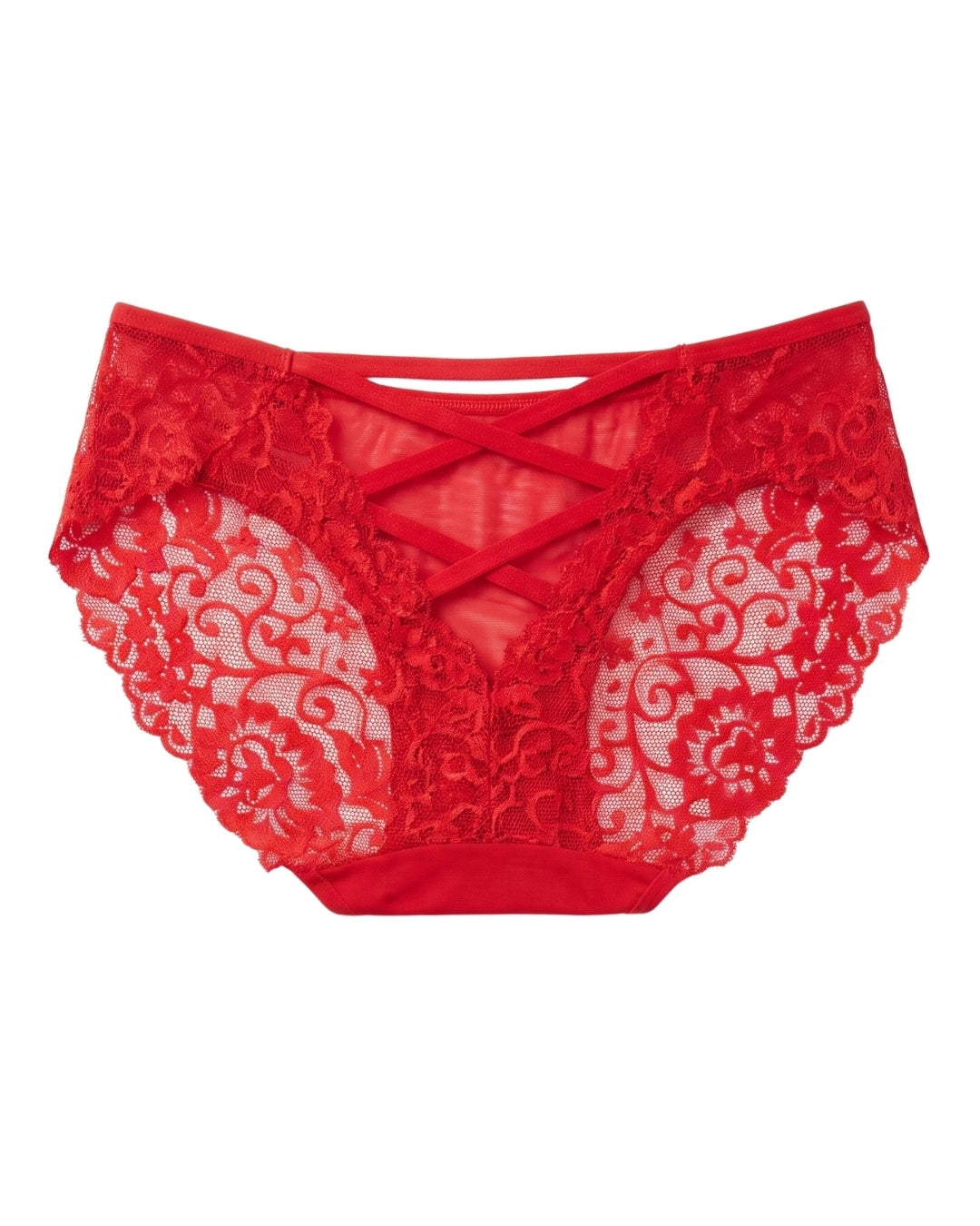 Brief Panty - Cross Lace - Red