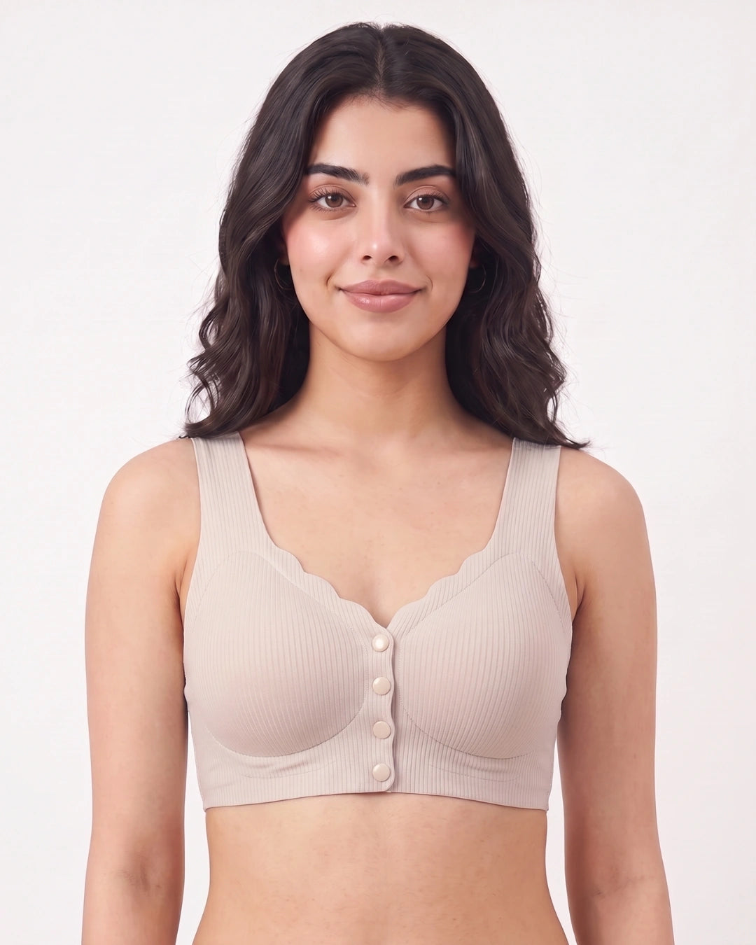 Front-Button Bra - Zova - Champagne