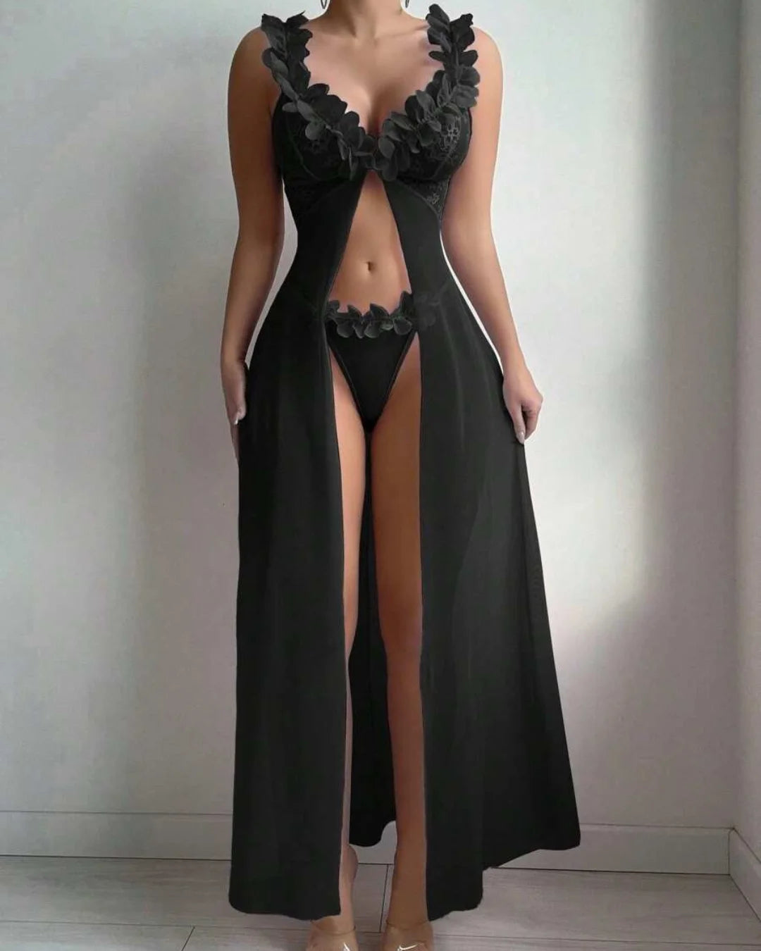 Babydoll Gown Set - Bloomsbury - Black
