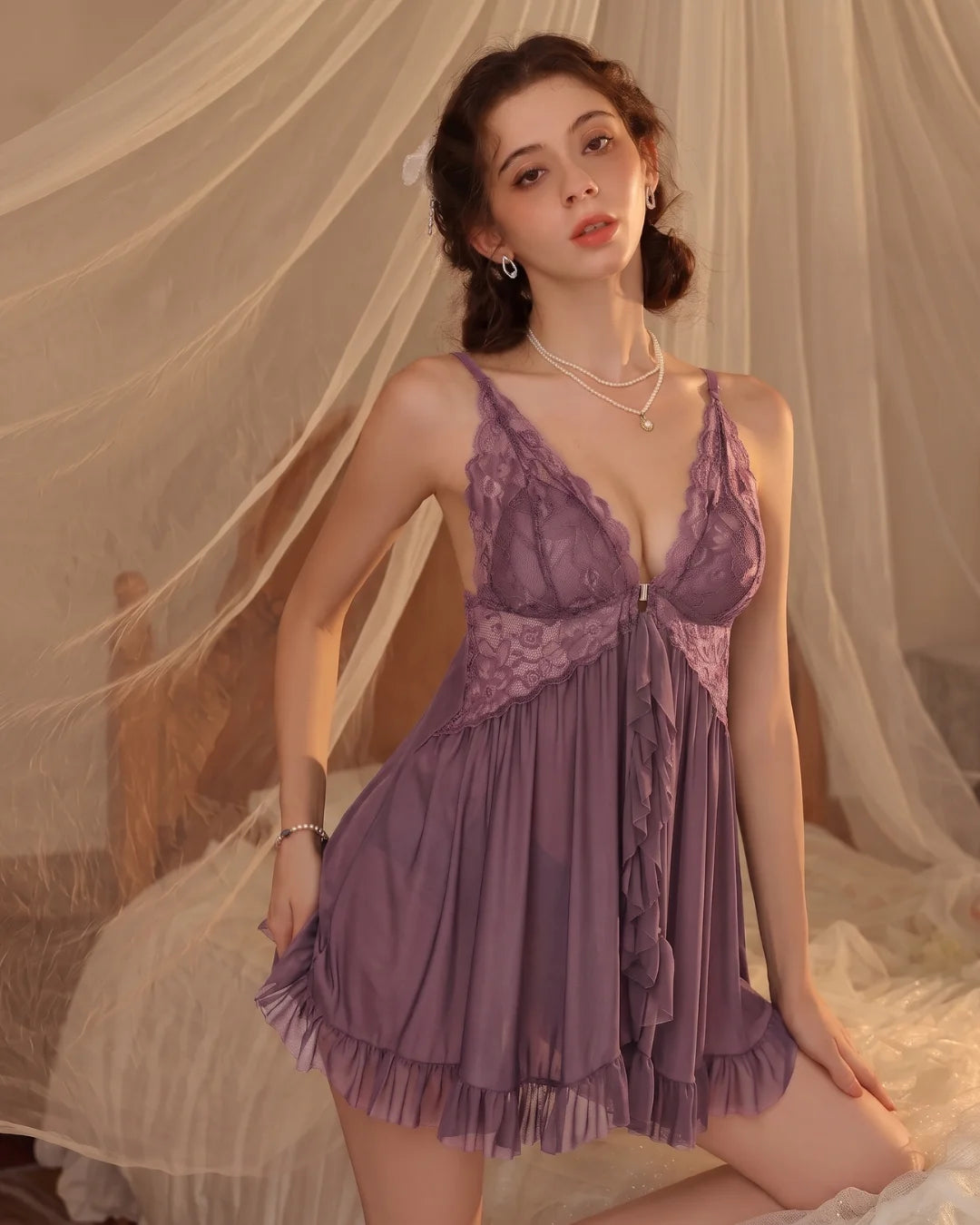 Babydoll Lingerie - Emerald - Purple
