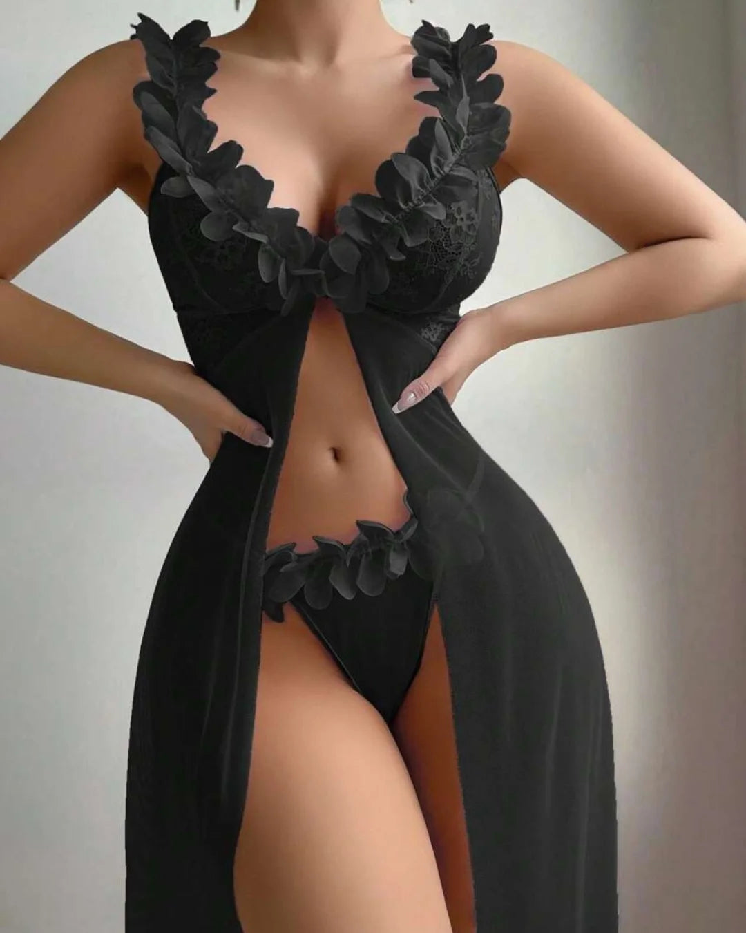 Babydoll Gown Set - Bloomsbury - Black
