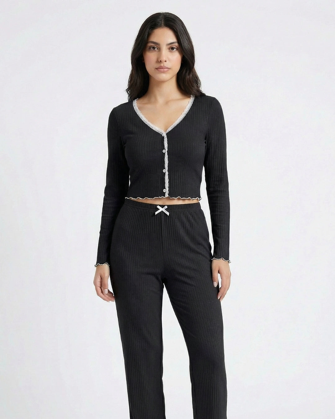 Cotton PJ Set - Mellow - Black