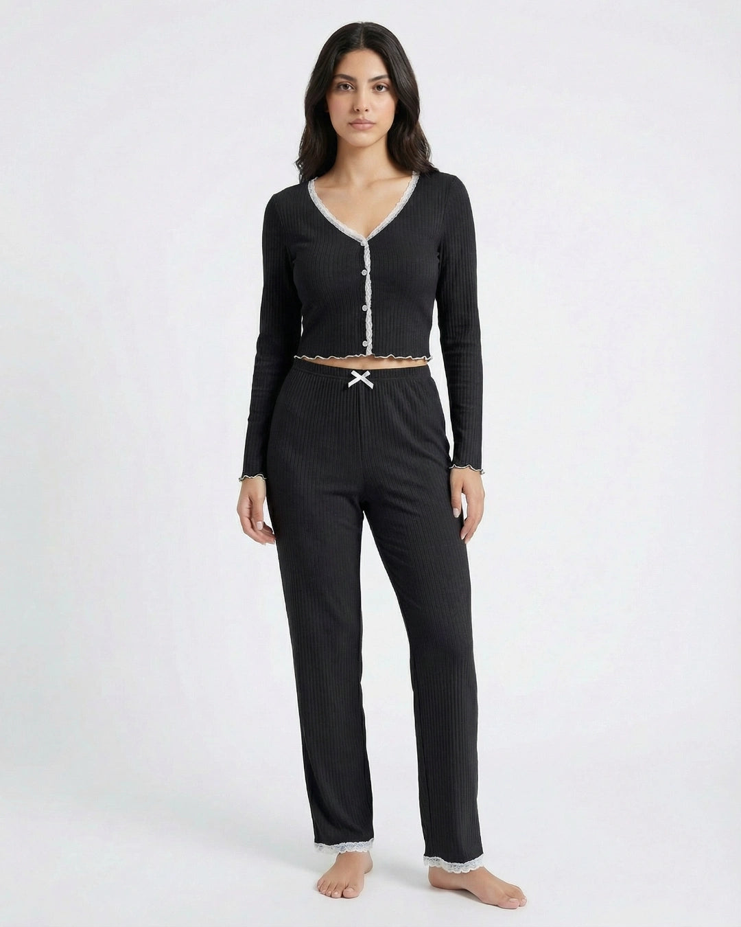 Cotton PJ Set - Mellow - Black