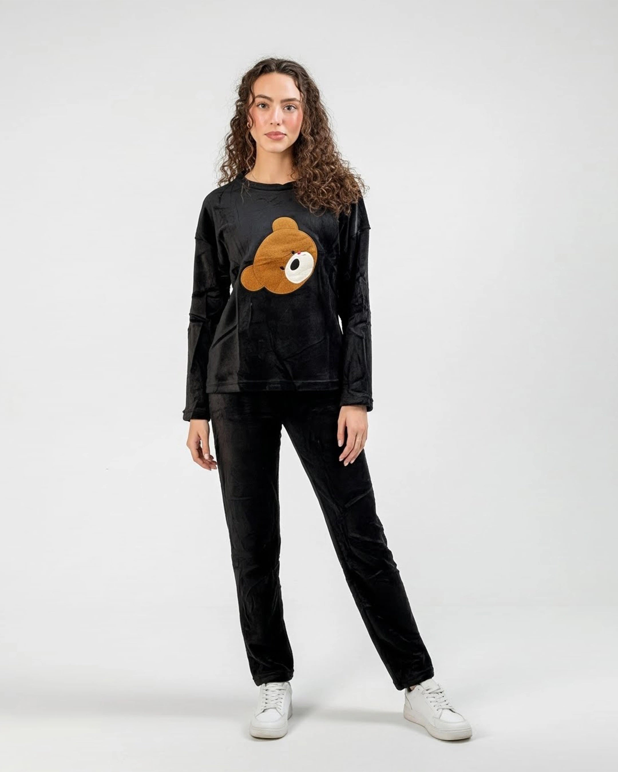 Fleece Pajama Suit Bear - Black