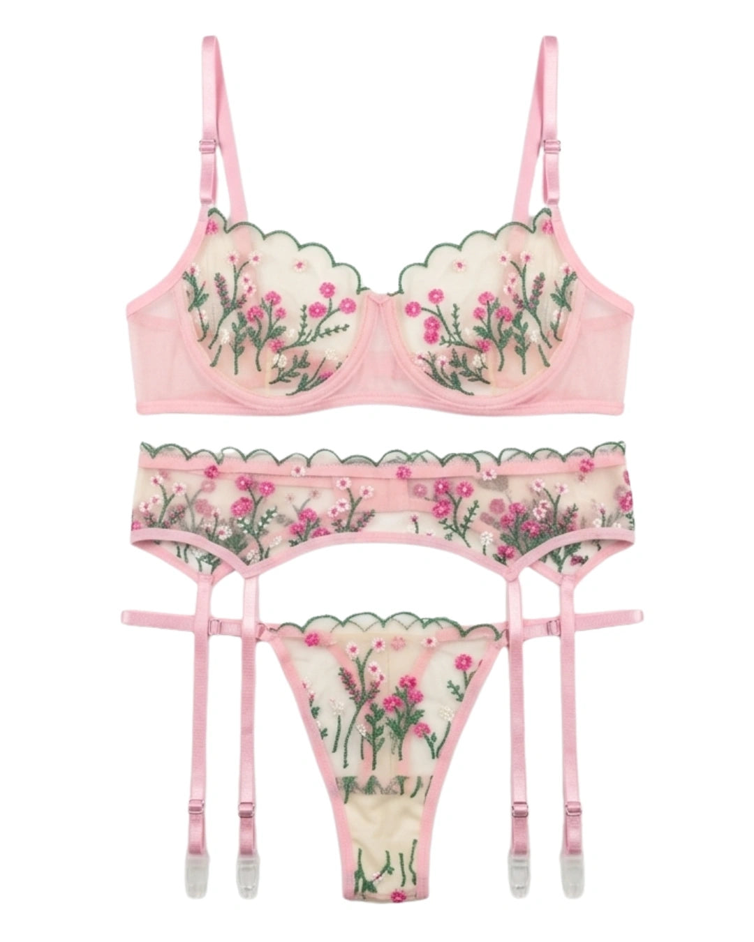 Non Padded Bra Set - Elvoria - Pink
