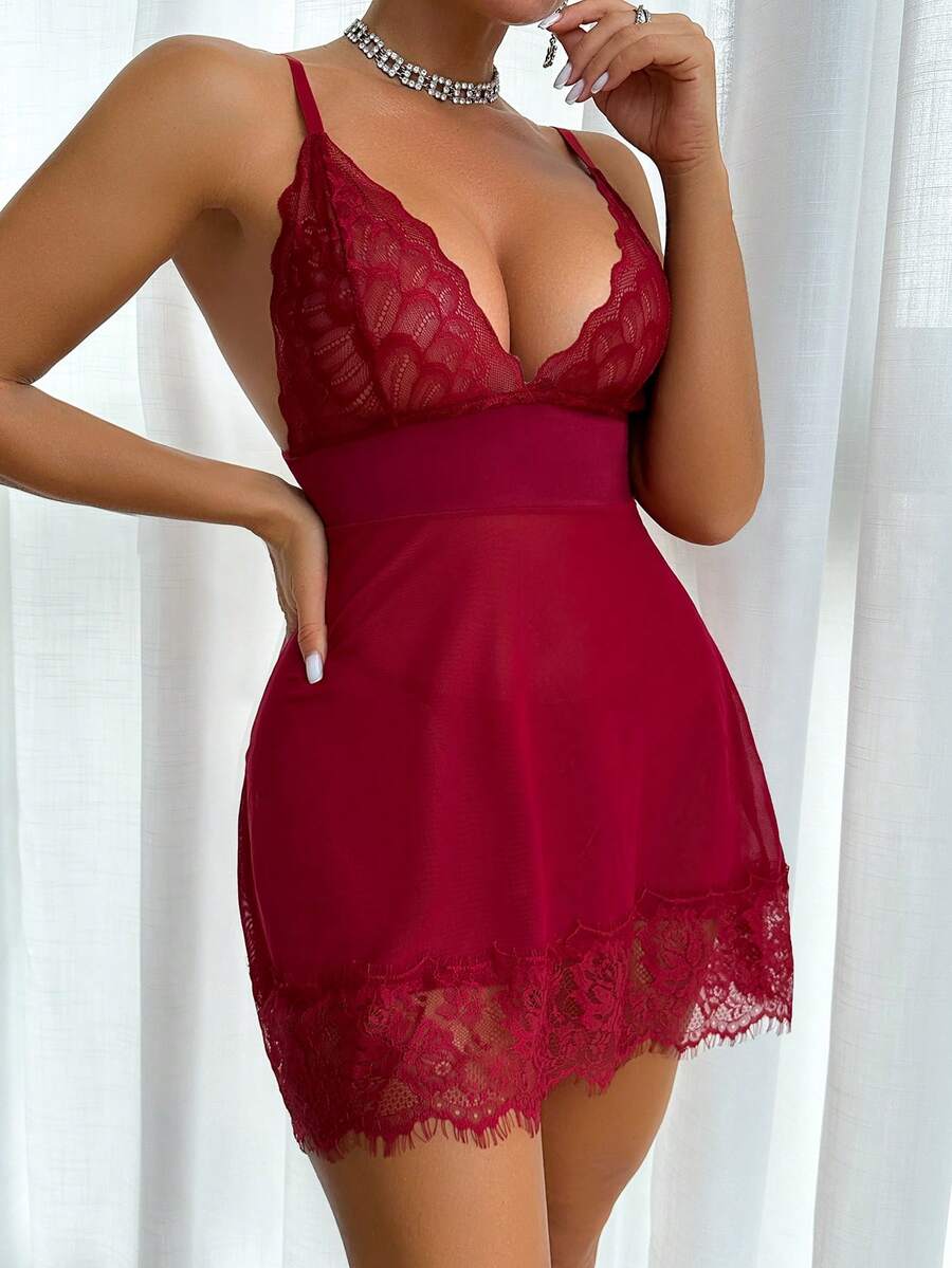 Babydoll Lingerie - Bloomia - Maroon