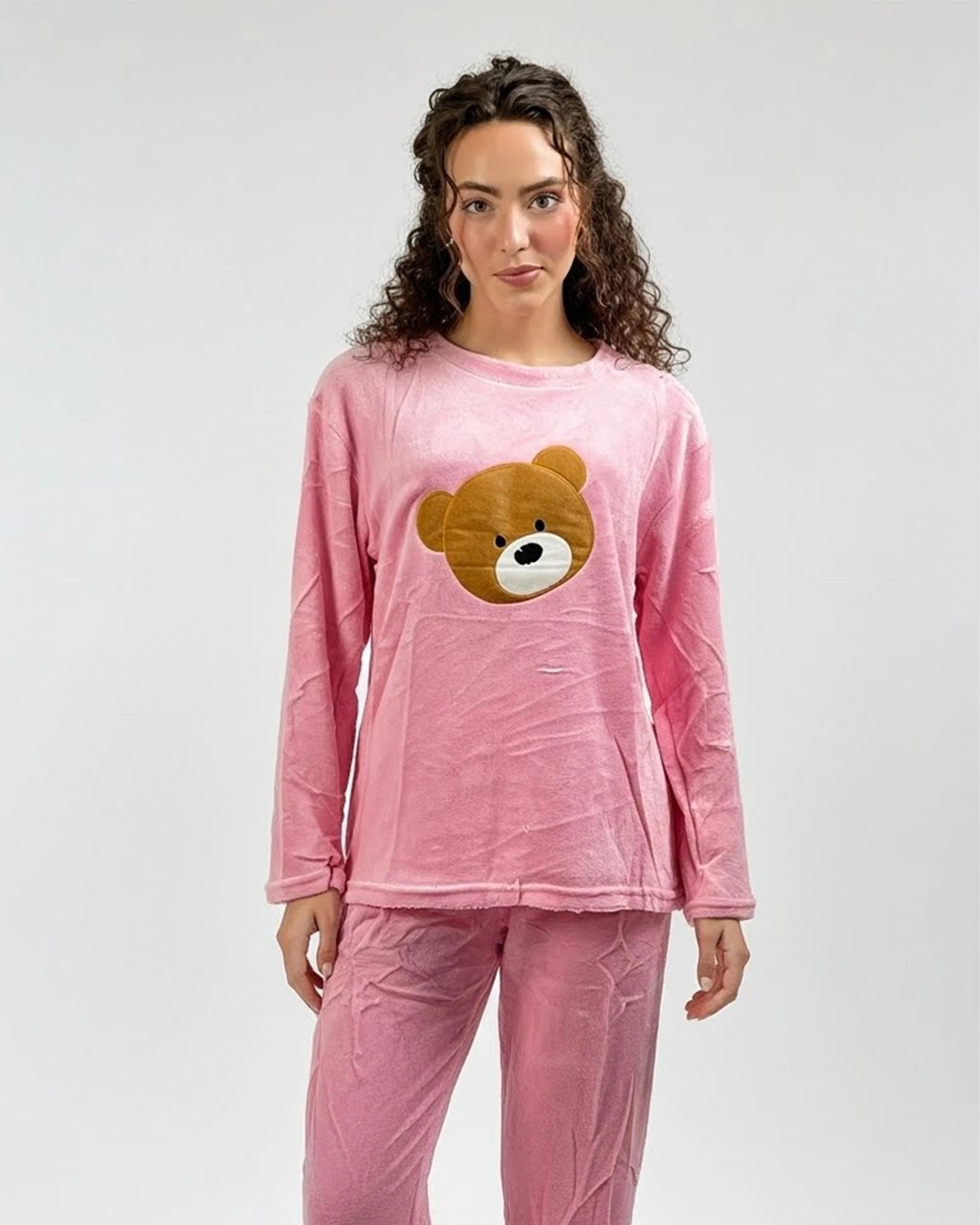 Fleece Pajama Suit - Teddy Pink