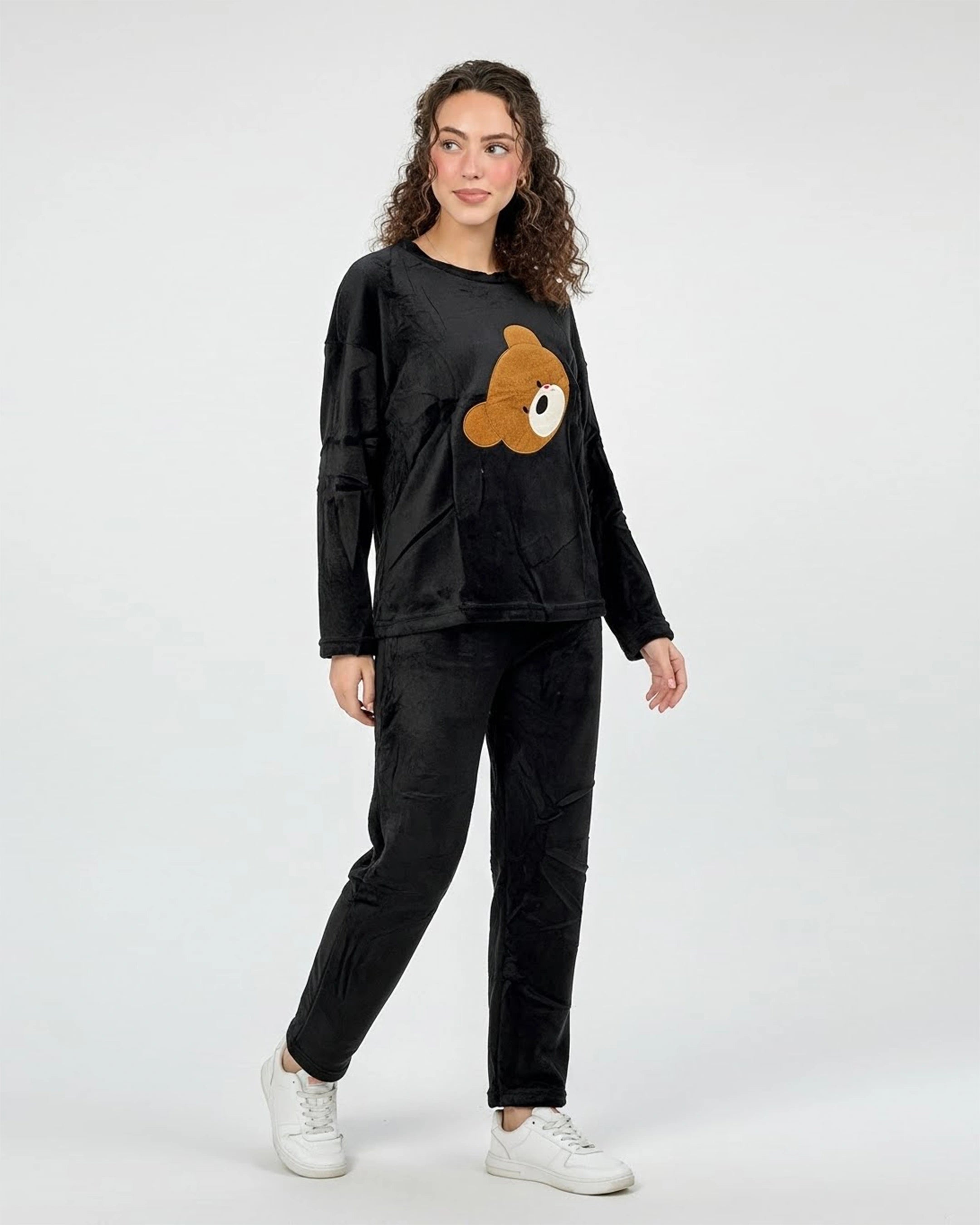 Fleece Pajama Suit Bear - Black