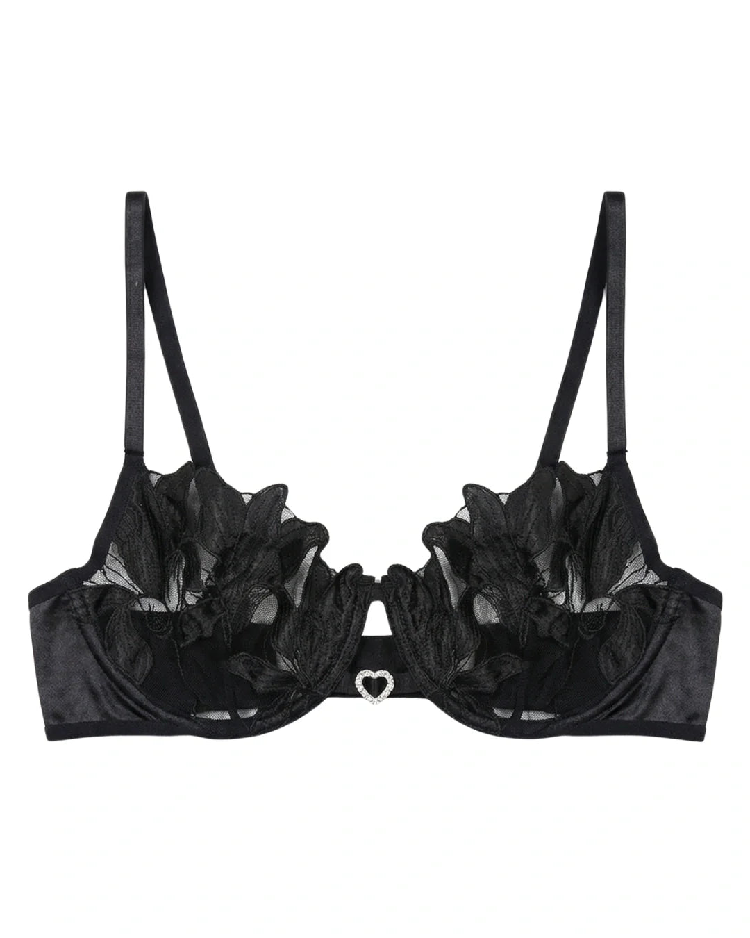 Non Padded Bra Set - Roselle Bloom - Black
