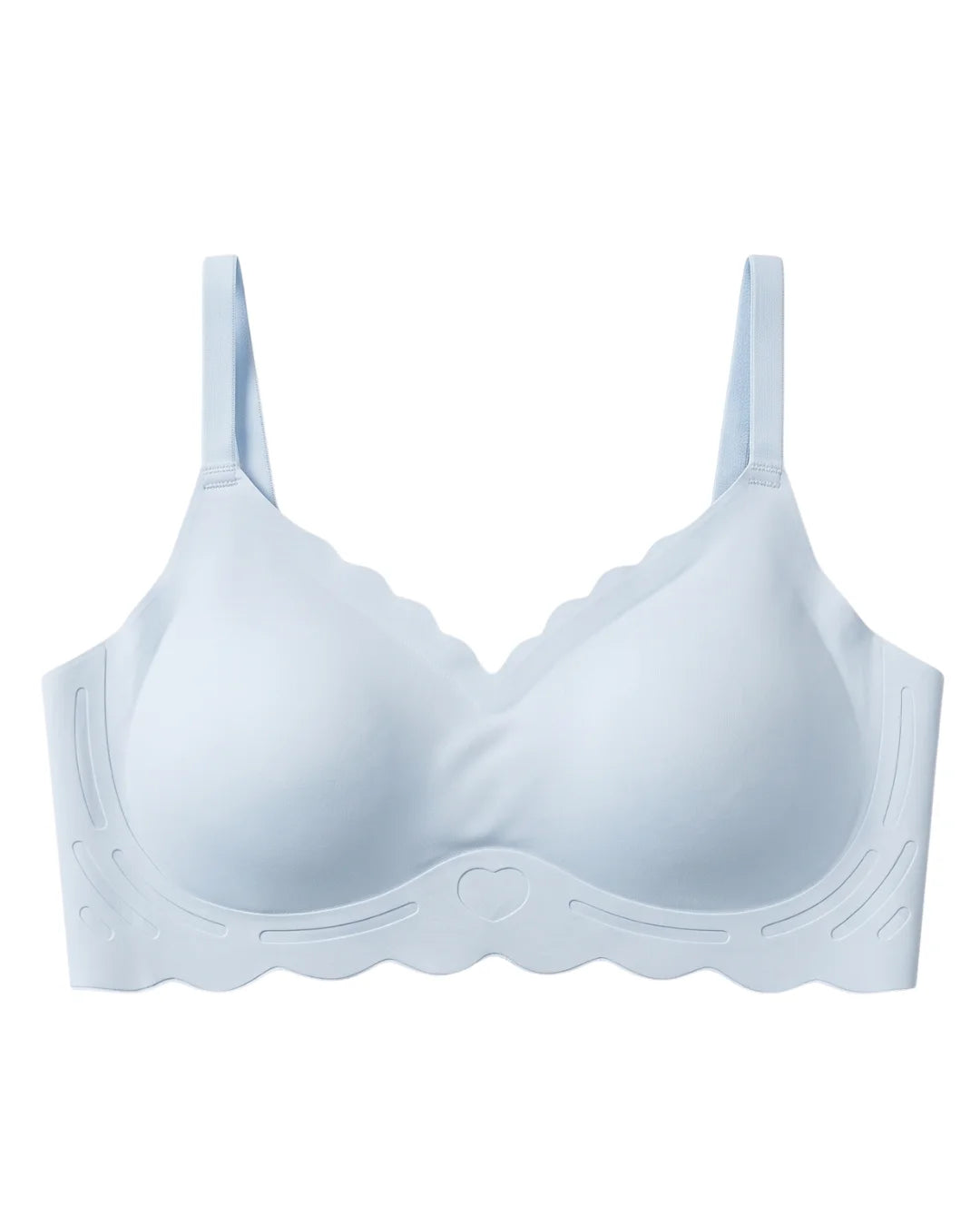 Seamless Padded Bra - Scallop Heart - Blue