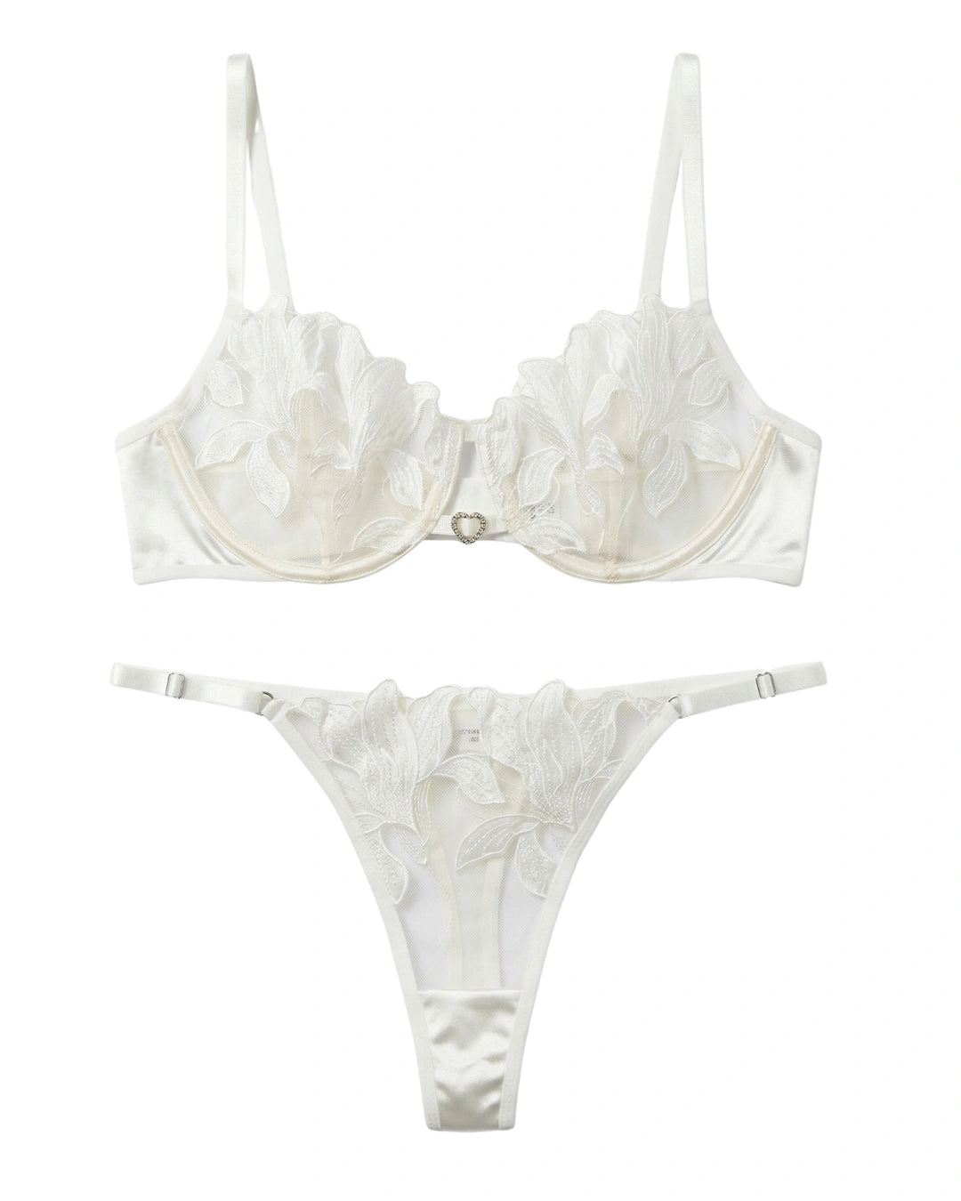 Non Padded Bra Set - Roselle Bloom - White