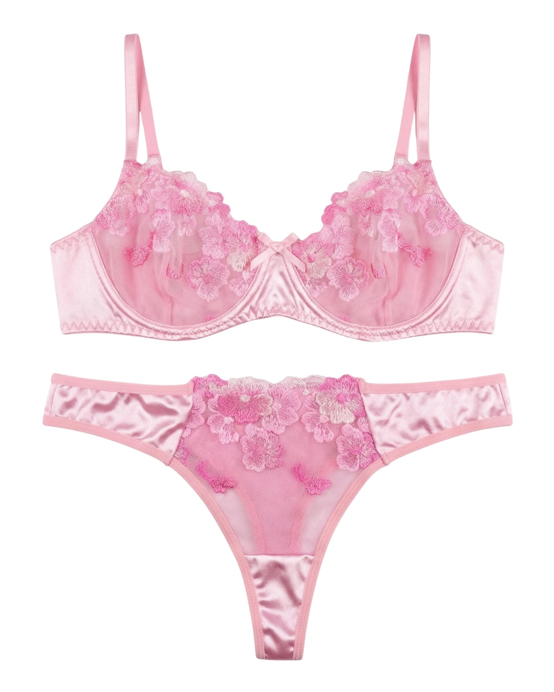 Non Padded Bra Set - Petal Charm - Pink