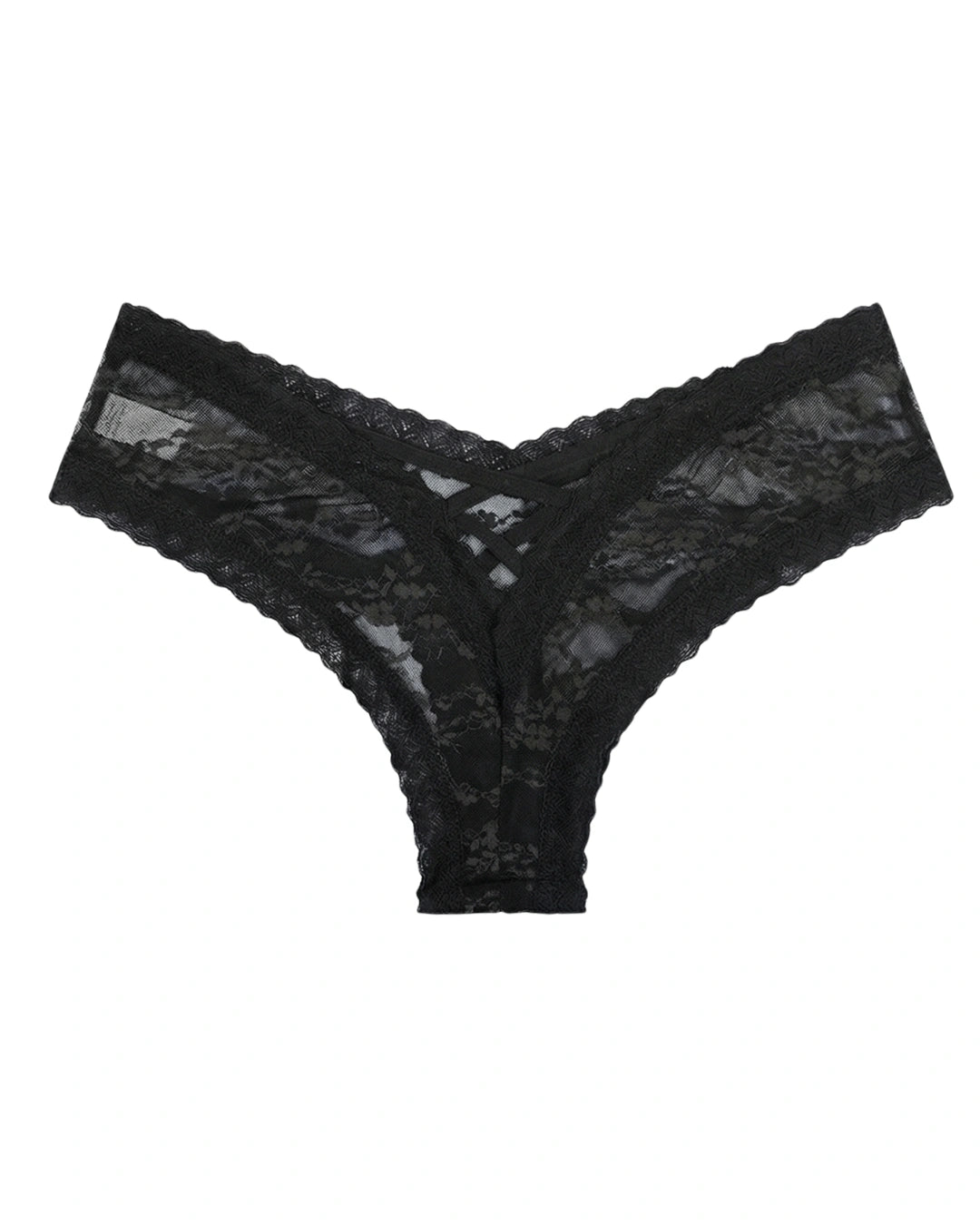 Thong Panty - Cross Lace - Black