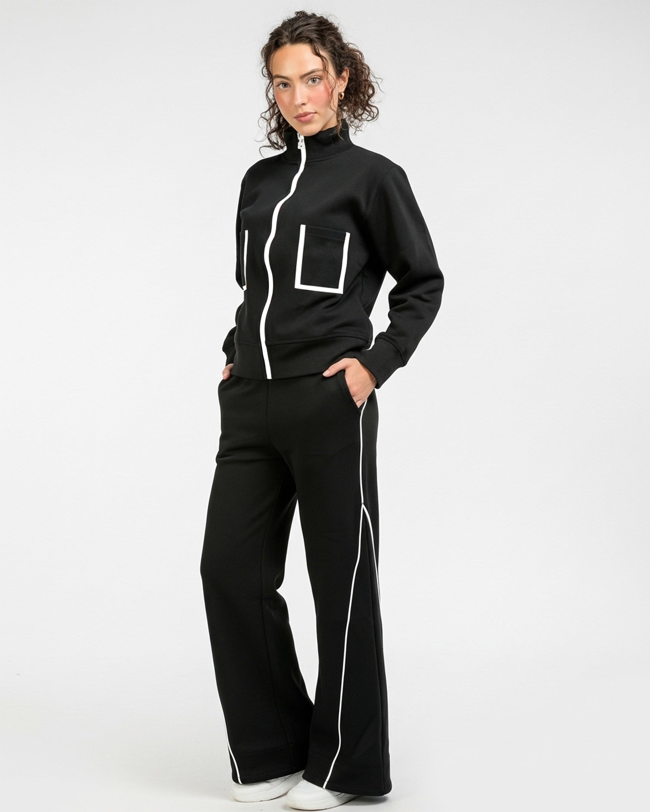 Fleece Tracksuit – Comfy Zip - Black