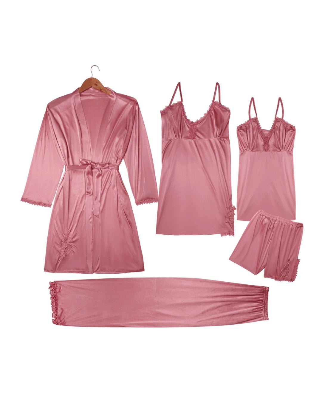 Royal Bridal Silk 5pcs Nightgown set