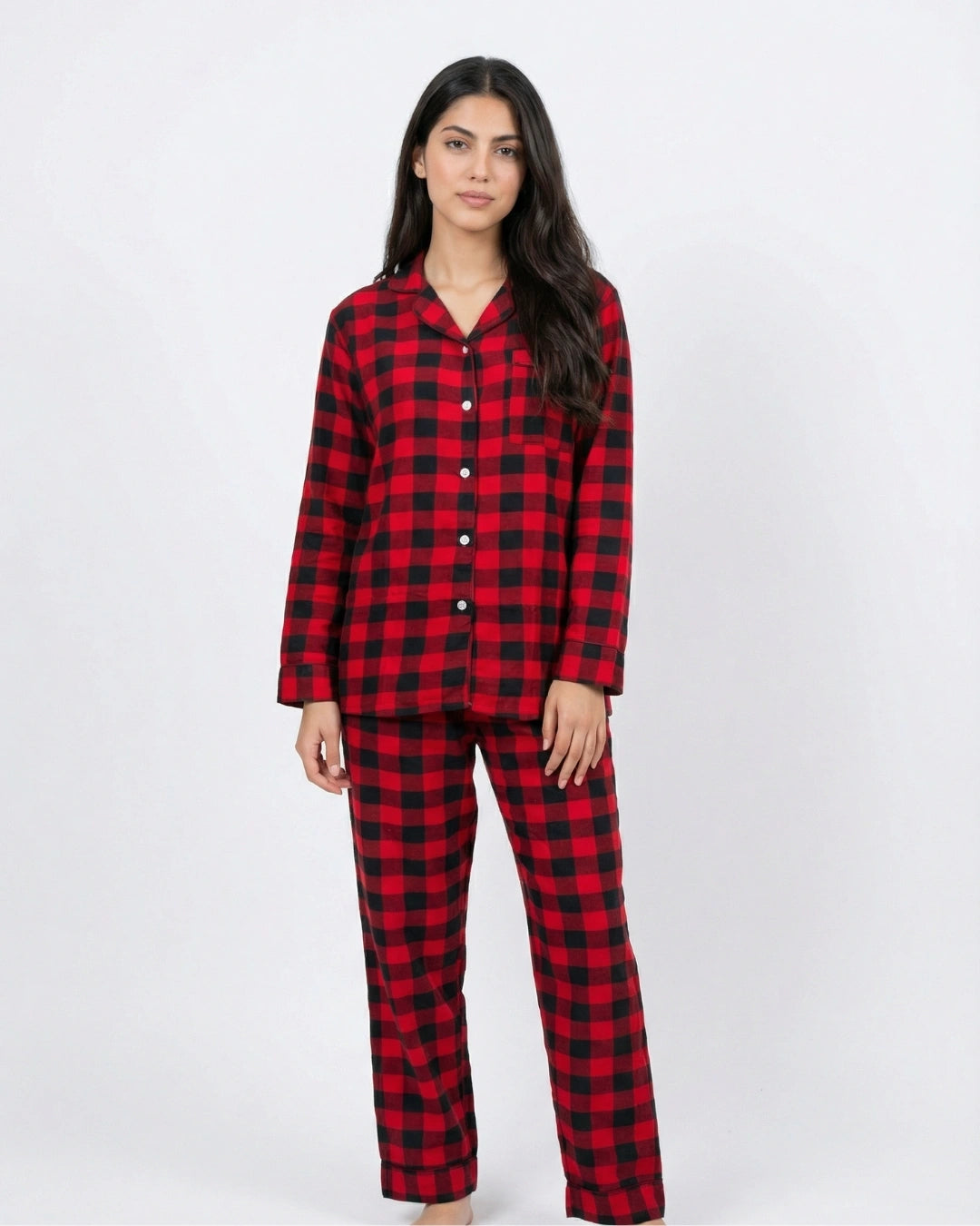 Linen Pajama Suit - Red Plaidra