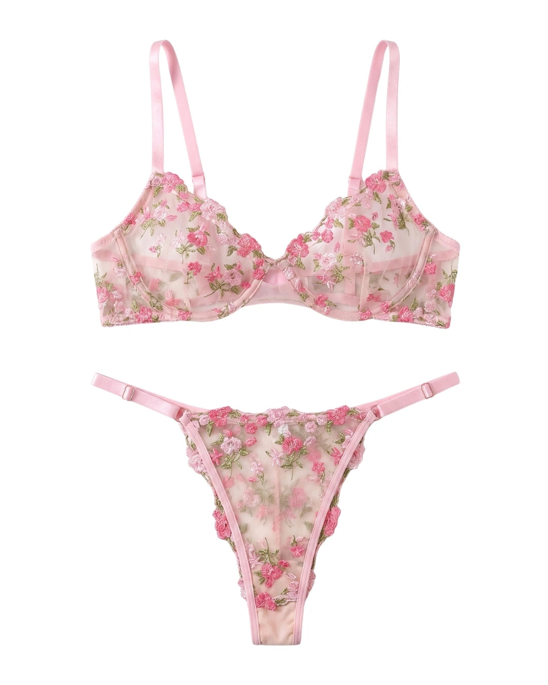 Fairy Floral Embroidery Bra and Panty set